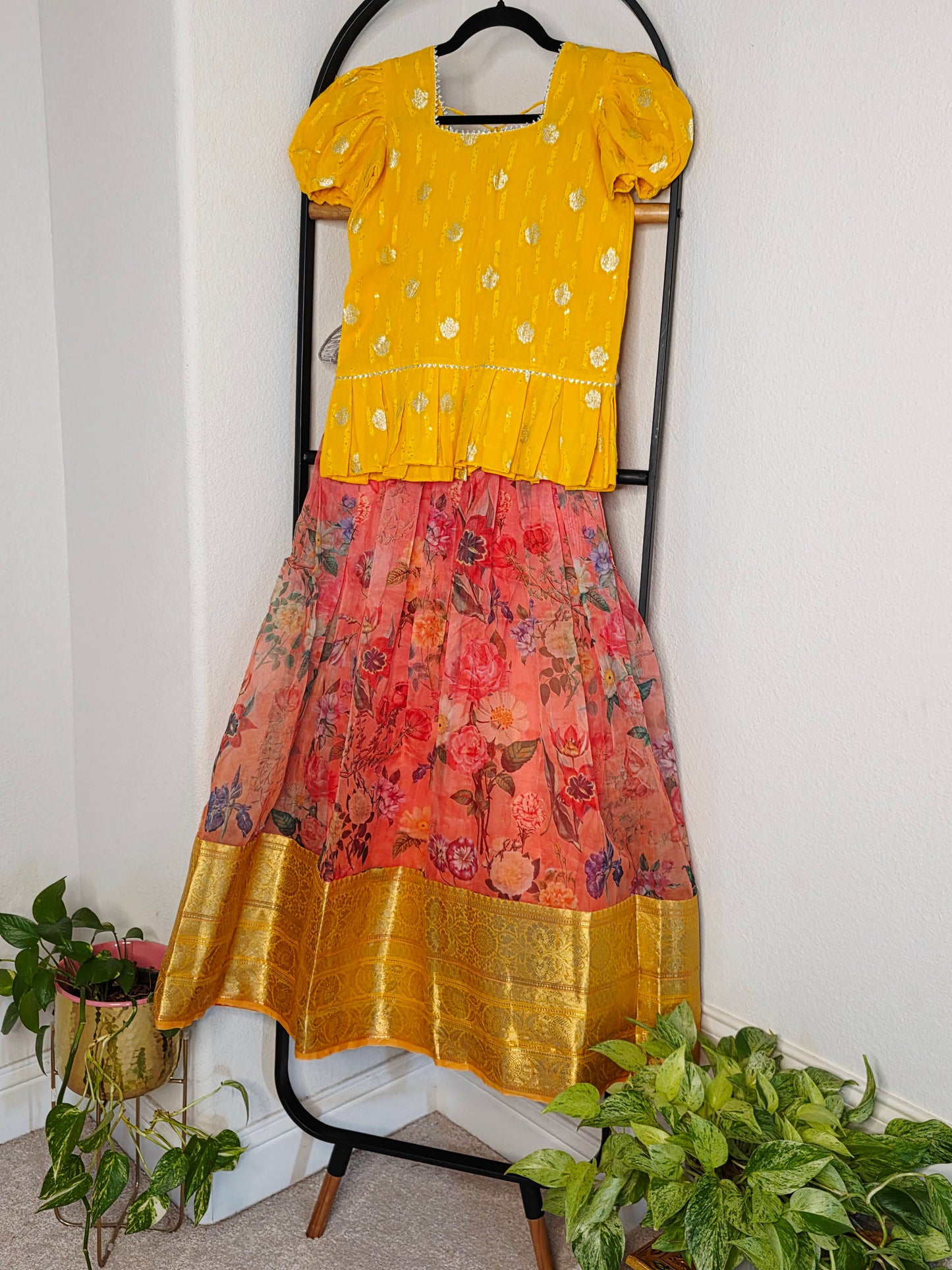 Soft Organza Floral Print Lehenga Set for Girls (11–12 Years)
