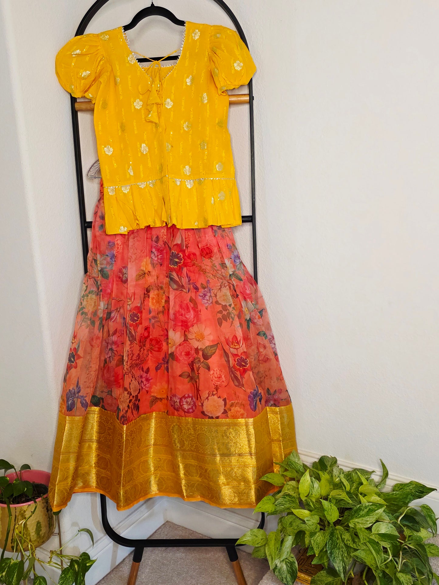 Soft Organza Floral Print Lehenga Set for Girls (11–12 Years)