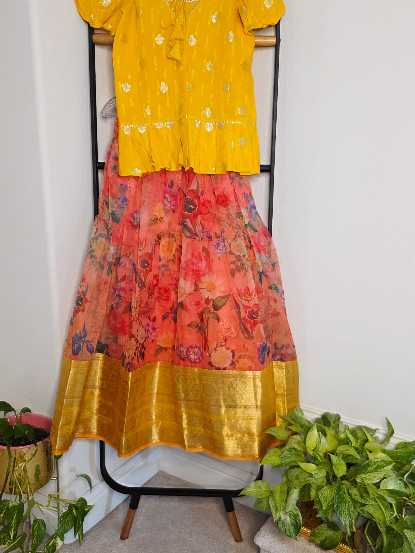 Soft Organza Floral Print Lehenga Set for Girls (11–12 Years)