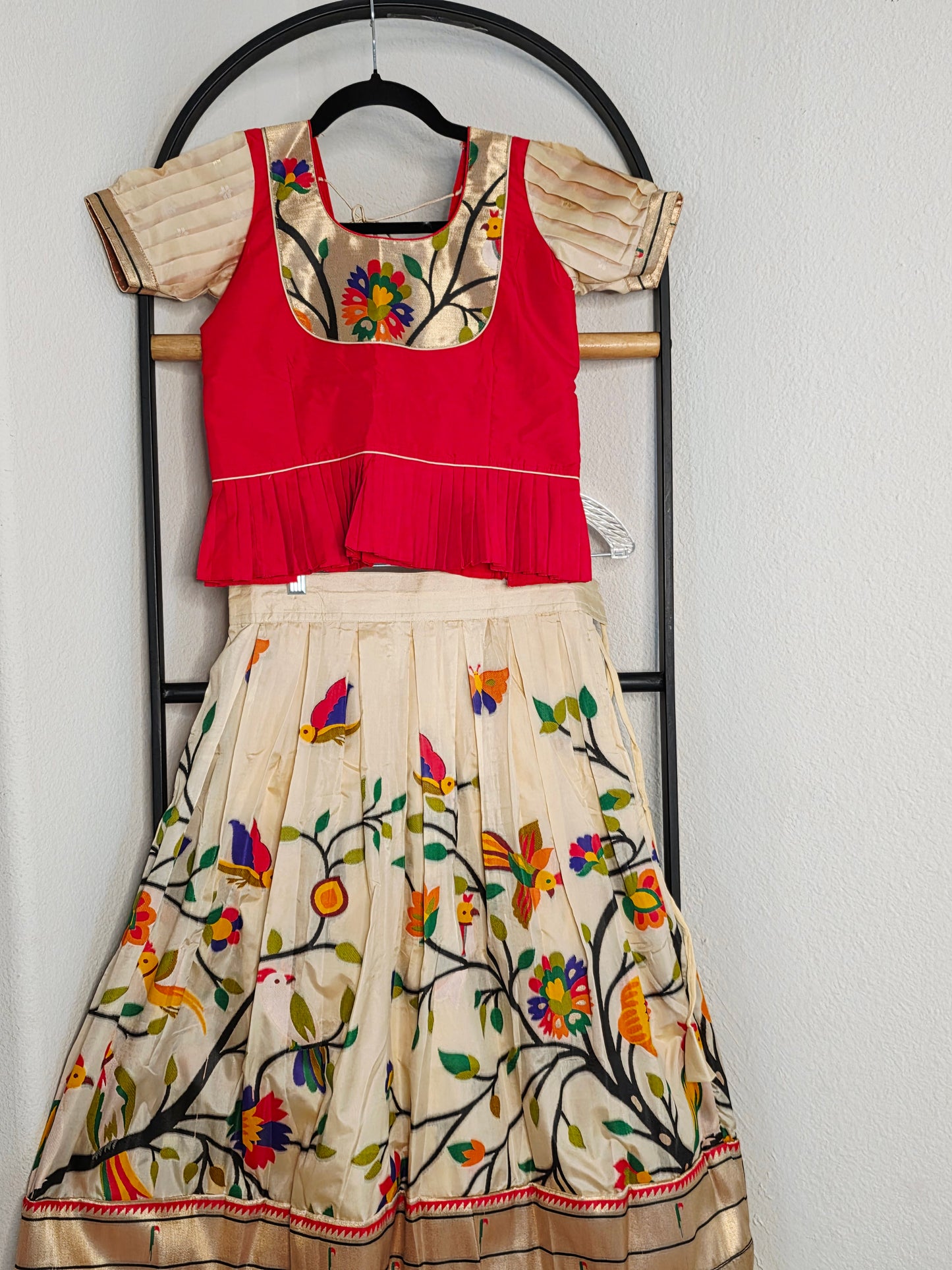 Paithani Style Soft Benarasi Lehenga Set for Girls (6 - 7Years)