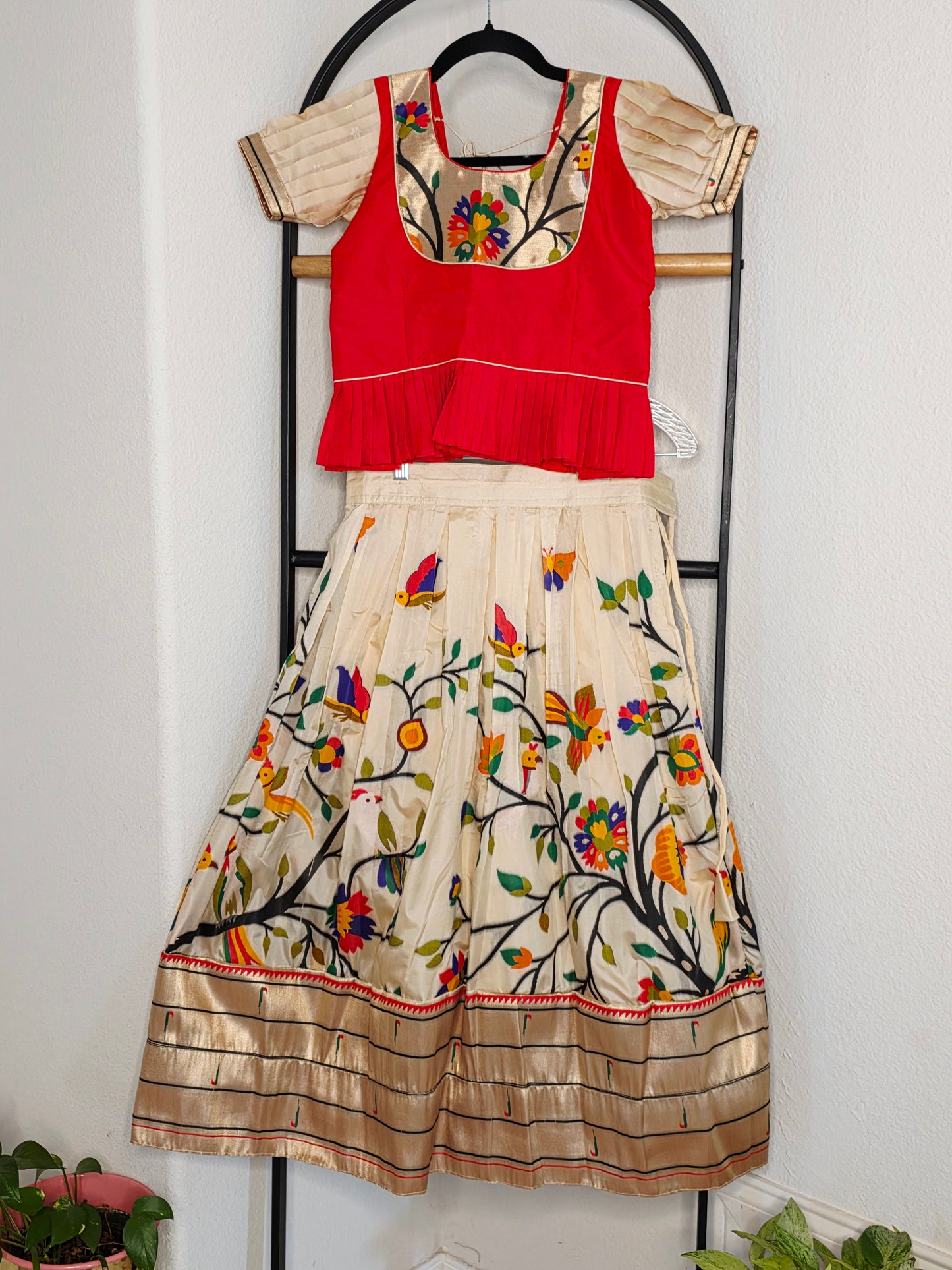Paithani Style Soft Benarasi Lehenga Set for Girls (6 - 7Years)