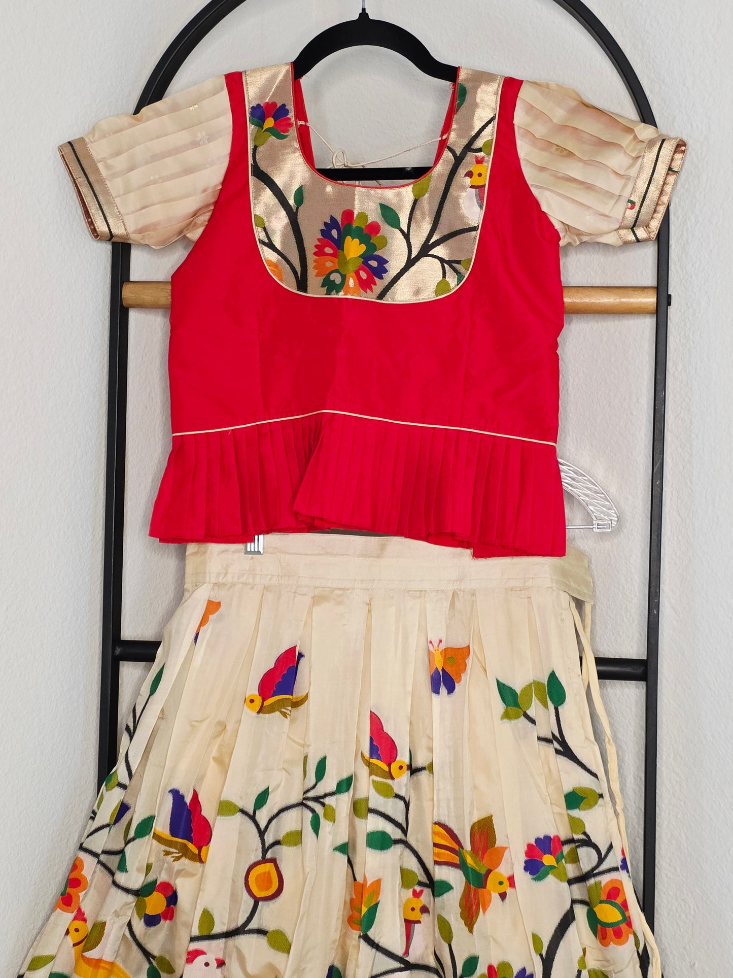 Paithani Style Soft Benarasi Lehenga Set for Girls (6 - 7Years)
