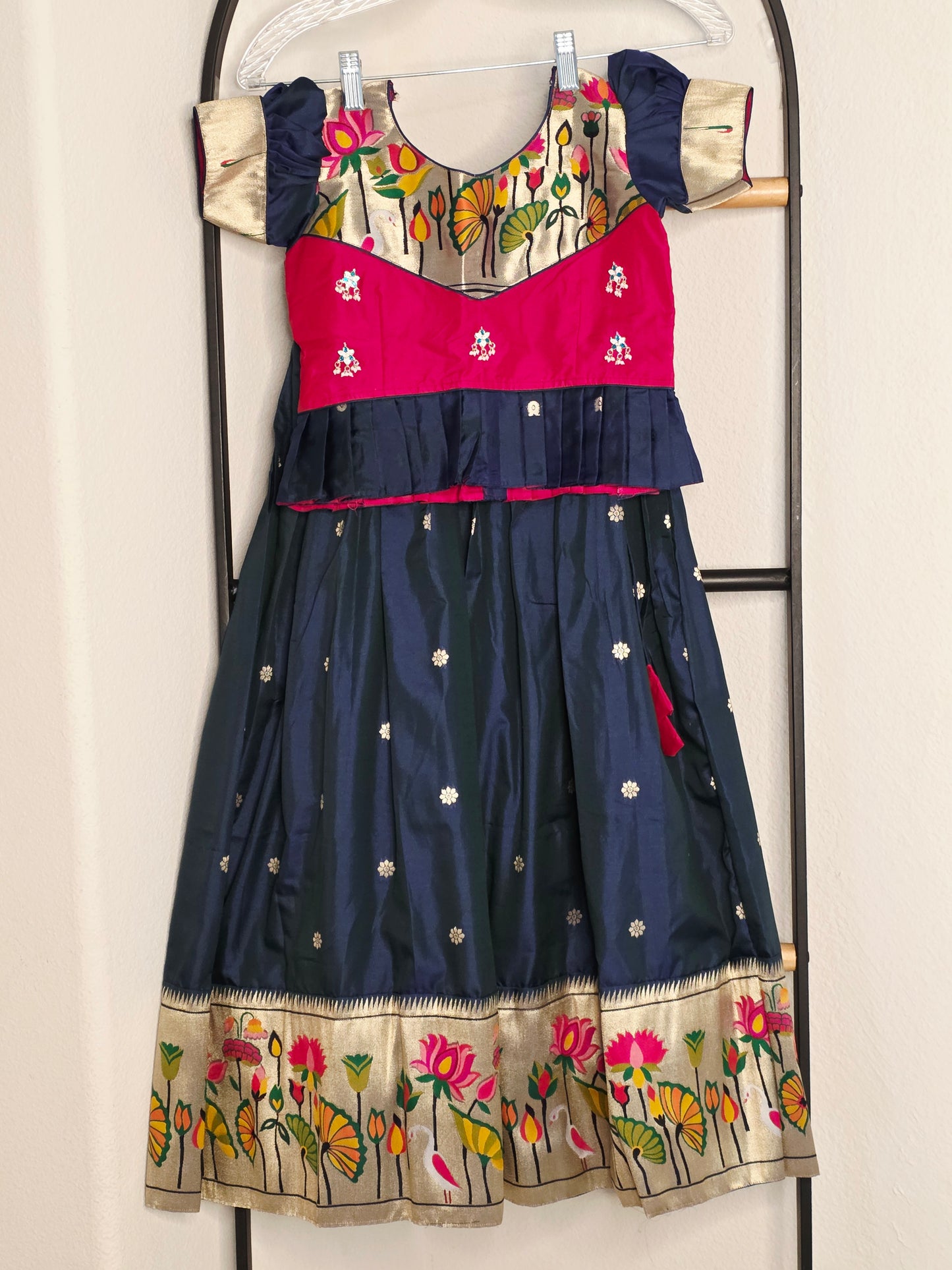 Paithani Style Soft Benarasi Lehenga Set for Girls (5 - 6Years)