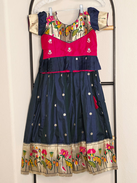 Paithani Style Soft Benarasi Lehenga Set for Girls (5 - 6Years)