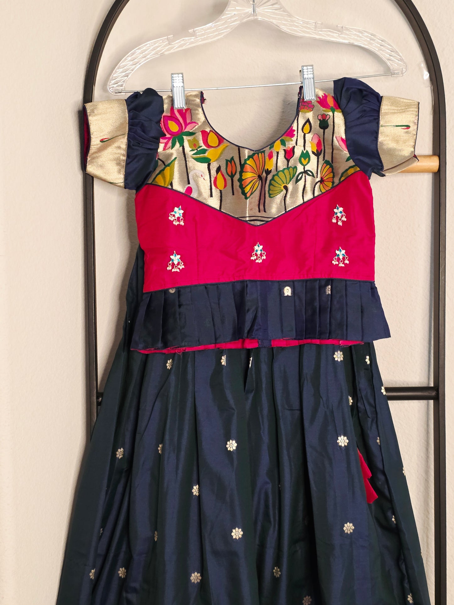 Paithani Style Soft Benarasi Lehenga Set for Girls (5 - 6Years)
