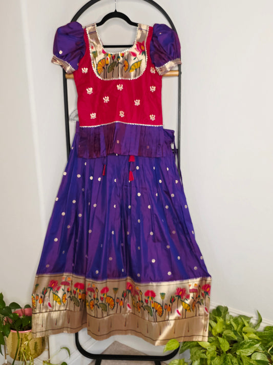 Paithani Style Soft Benarasi Lehenga Set for Girls (11 - 12Years)