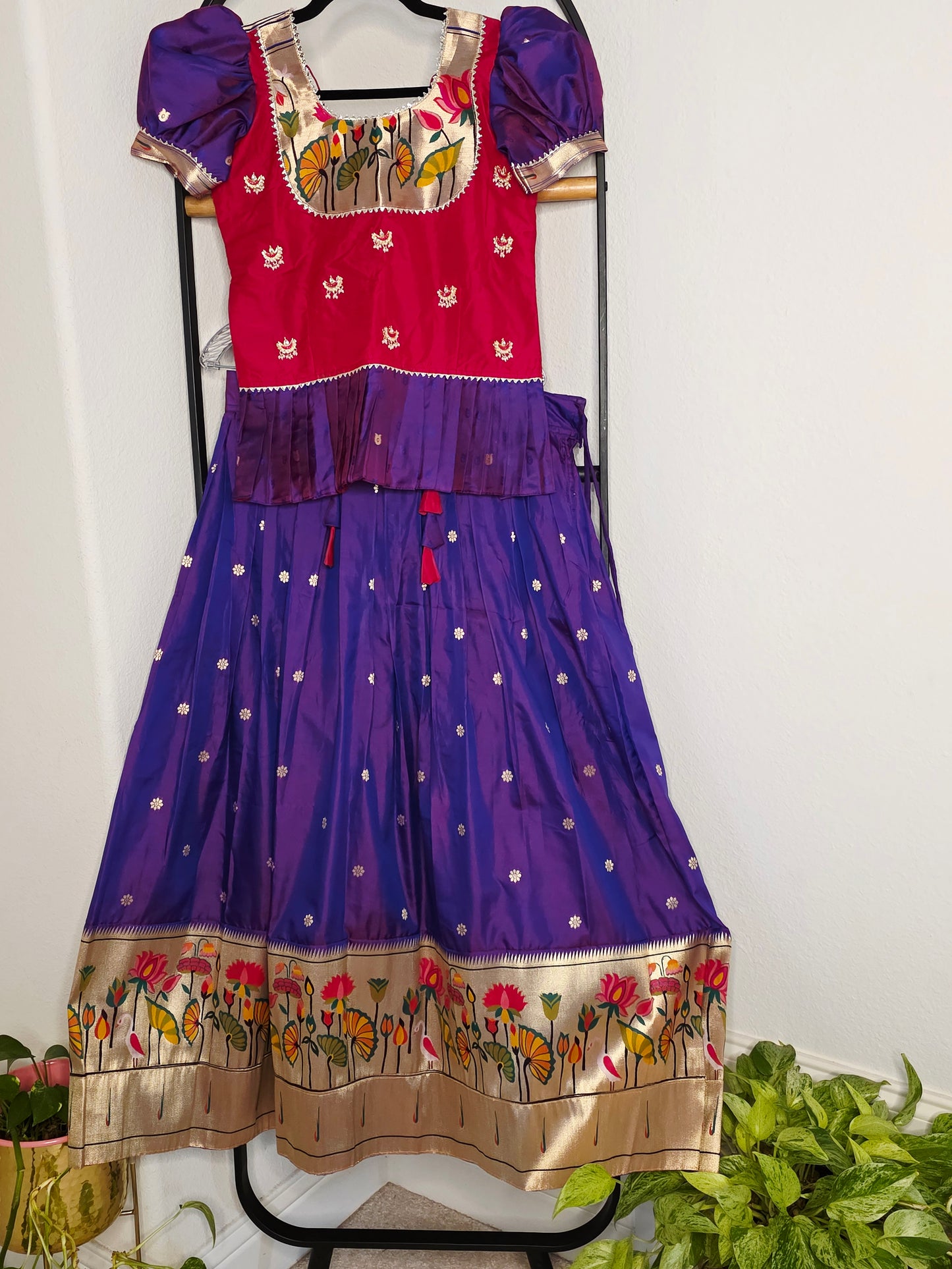 Paithani Style Soft Benarasi Lehenga Set for Girls (11 - 12Years)