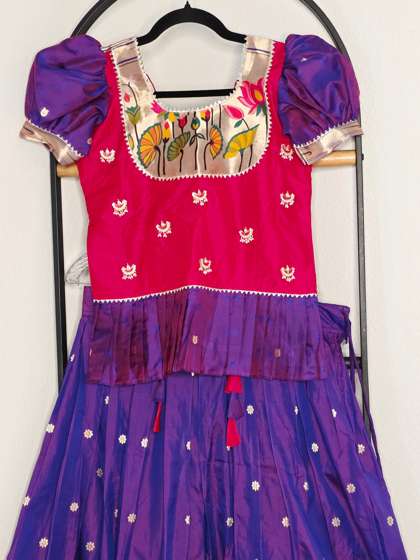 Paithani Style Soft Benarasi Lehenga Set for Girls (11 - 12Years)