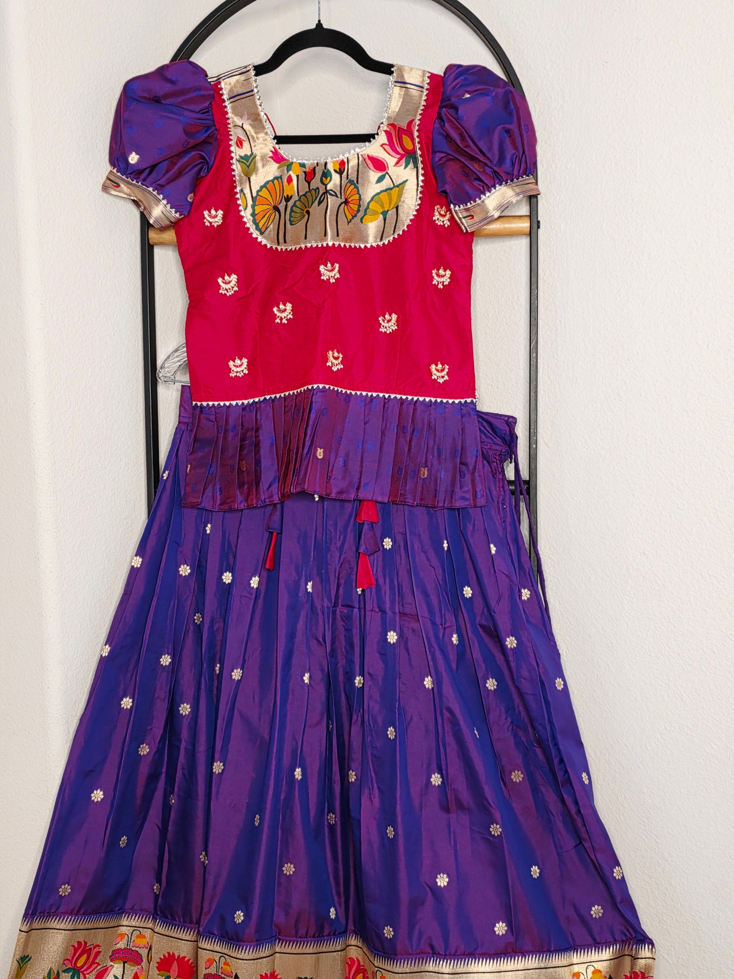 Paithani Style Soft Benarasi Lehenga Set for Girls (11 - 12Years)