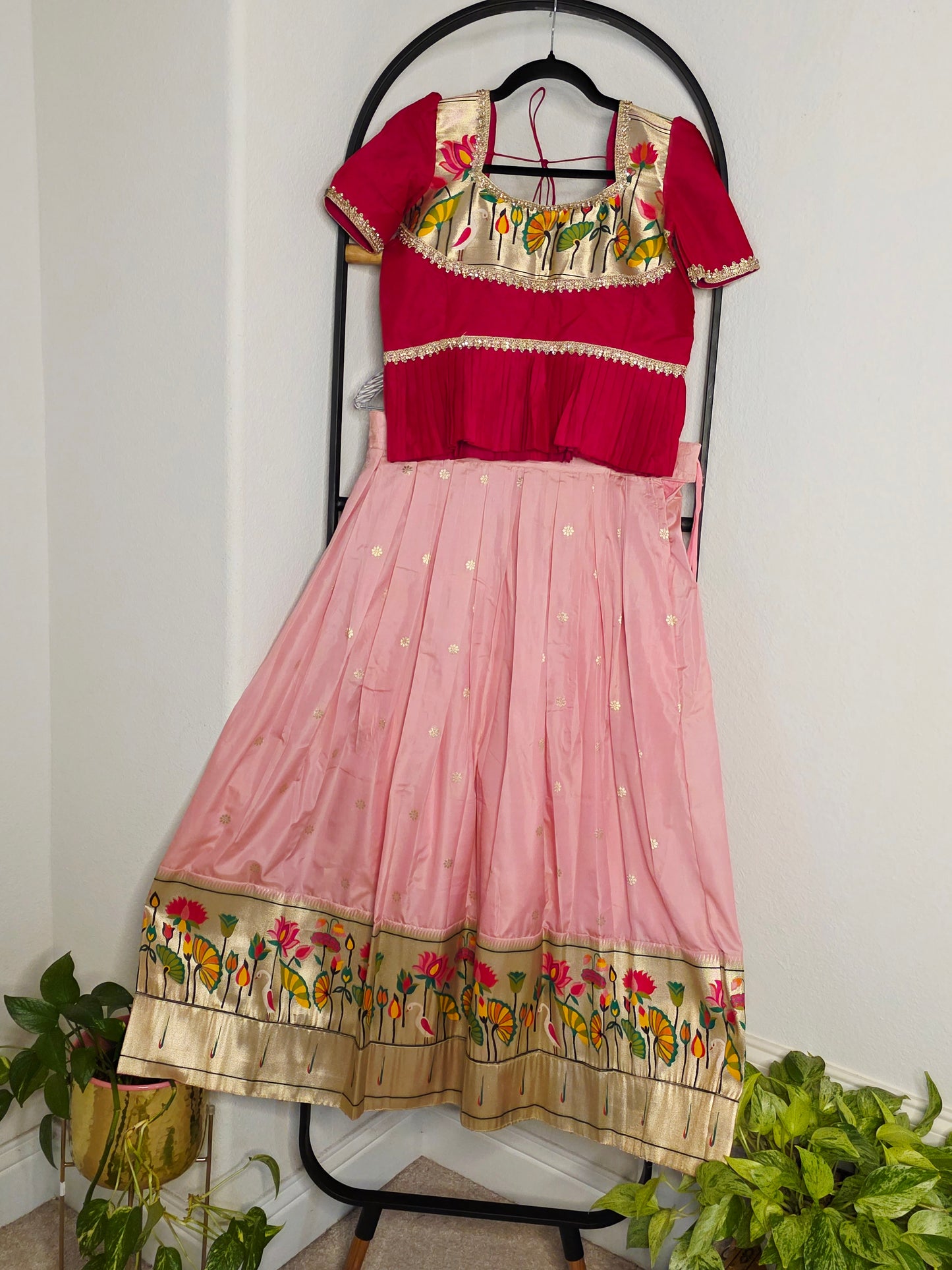 Paithani Style Soft Benarasi Lehenga Set for Girls (12–13 Years)