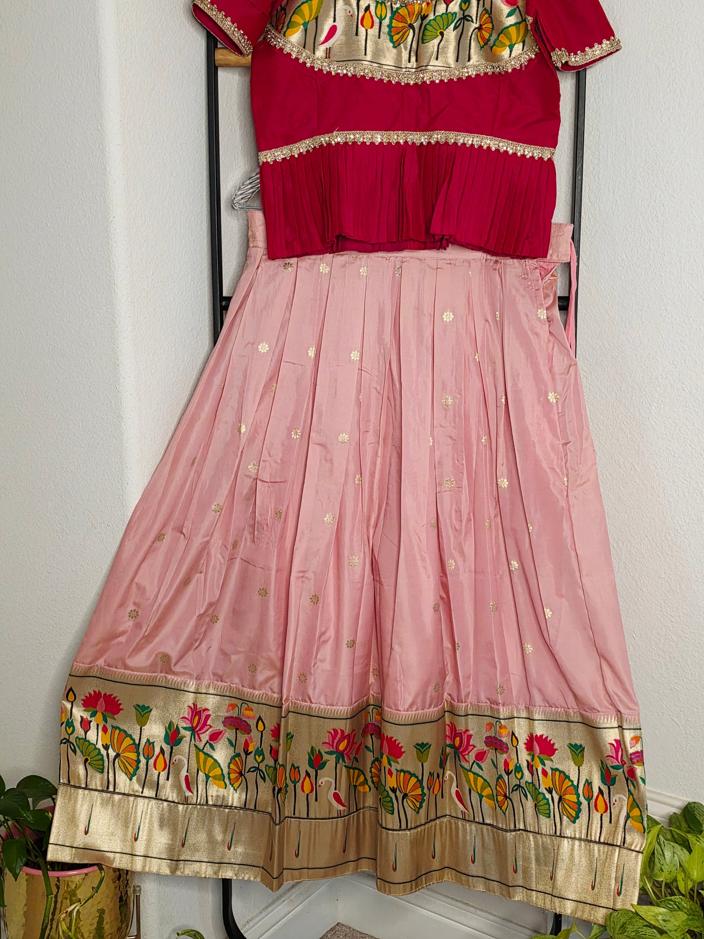 Paithani Style Soft Benarasi Lehenga Set for Girls (12–13 Years)