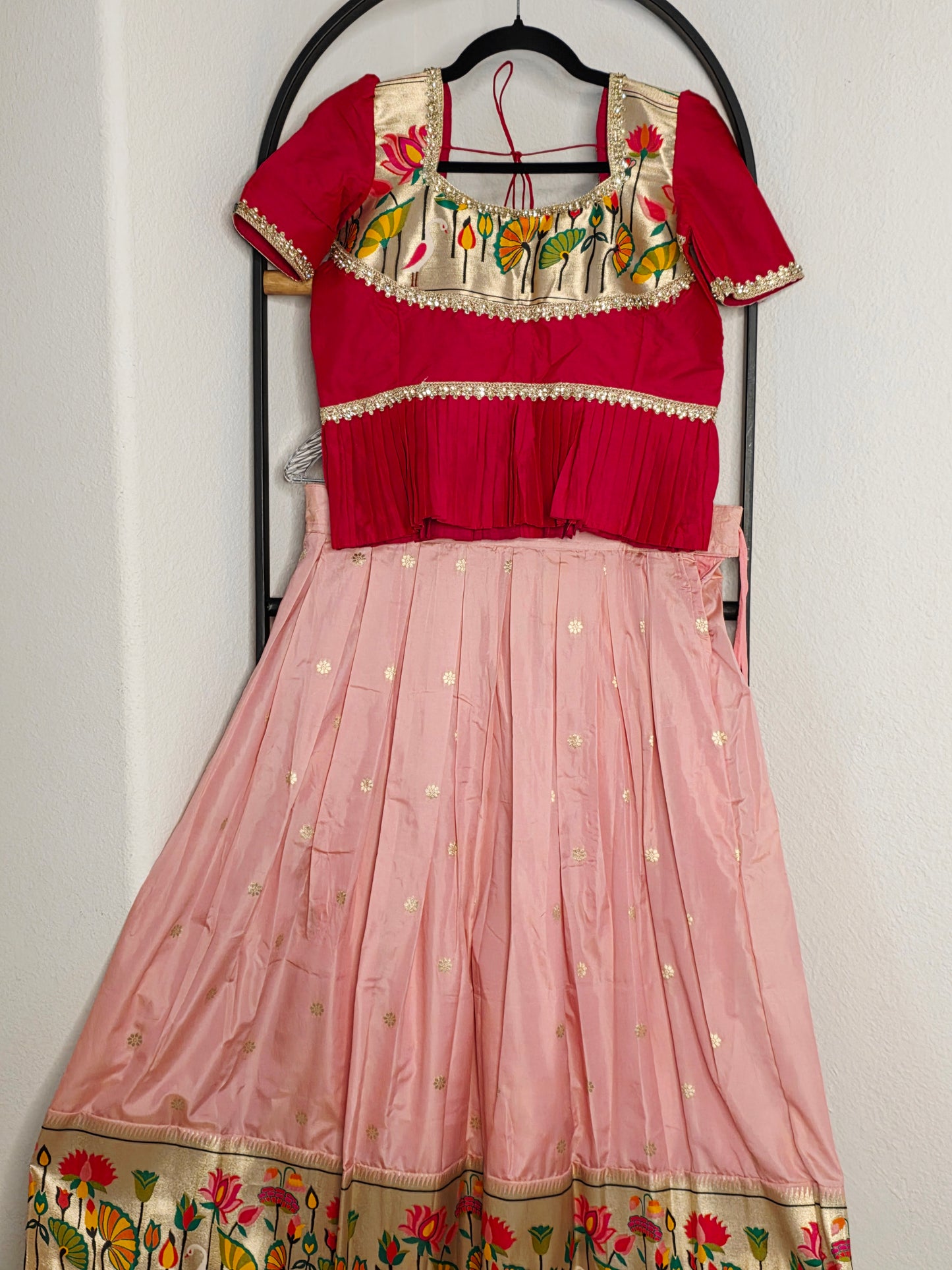 Paithani Style Soft Benarasi Lehenga Set for Girls (12–13 Years)