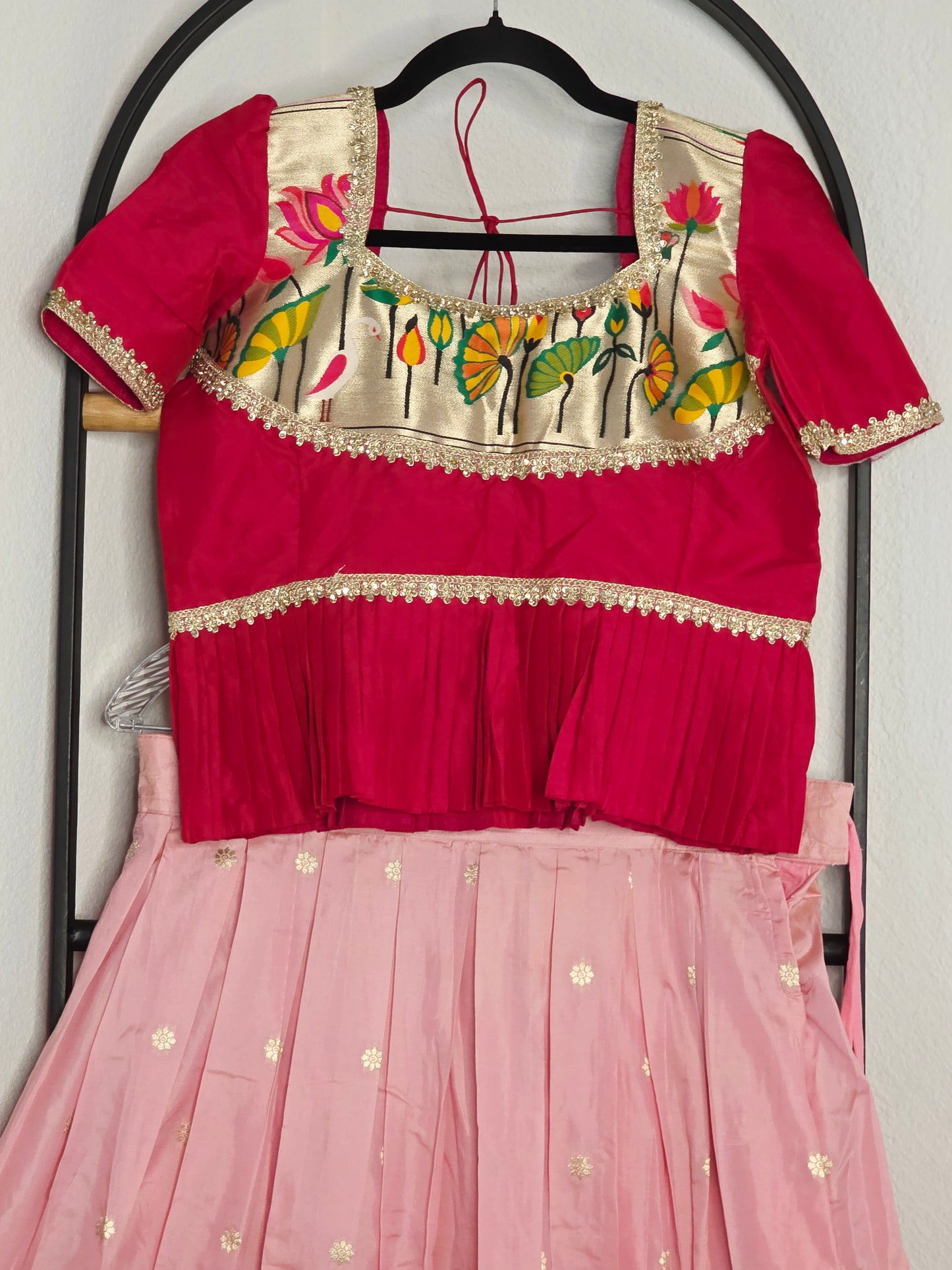 Paithani Style Soft Benarasi Lehenga Set for Girls (12–13 Years)