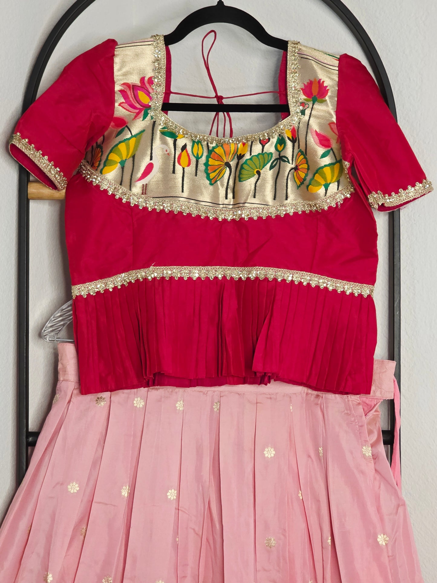 Paithani Style Soft Benarasi Lehenga Set for Girls (12–13 Years)