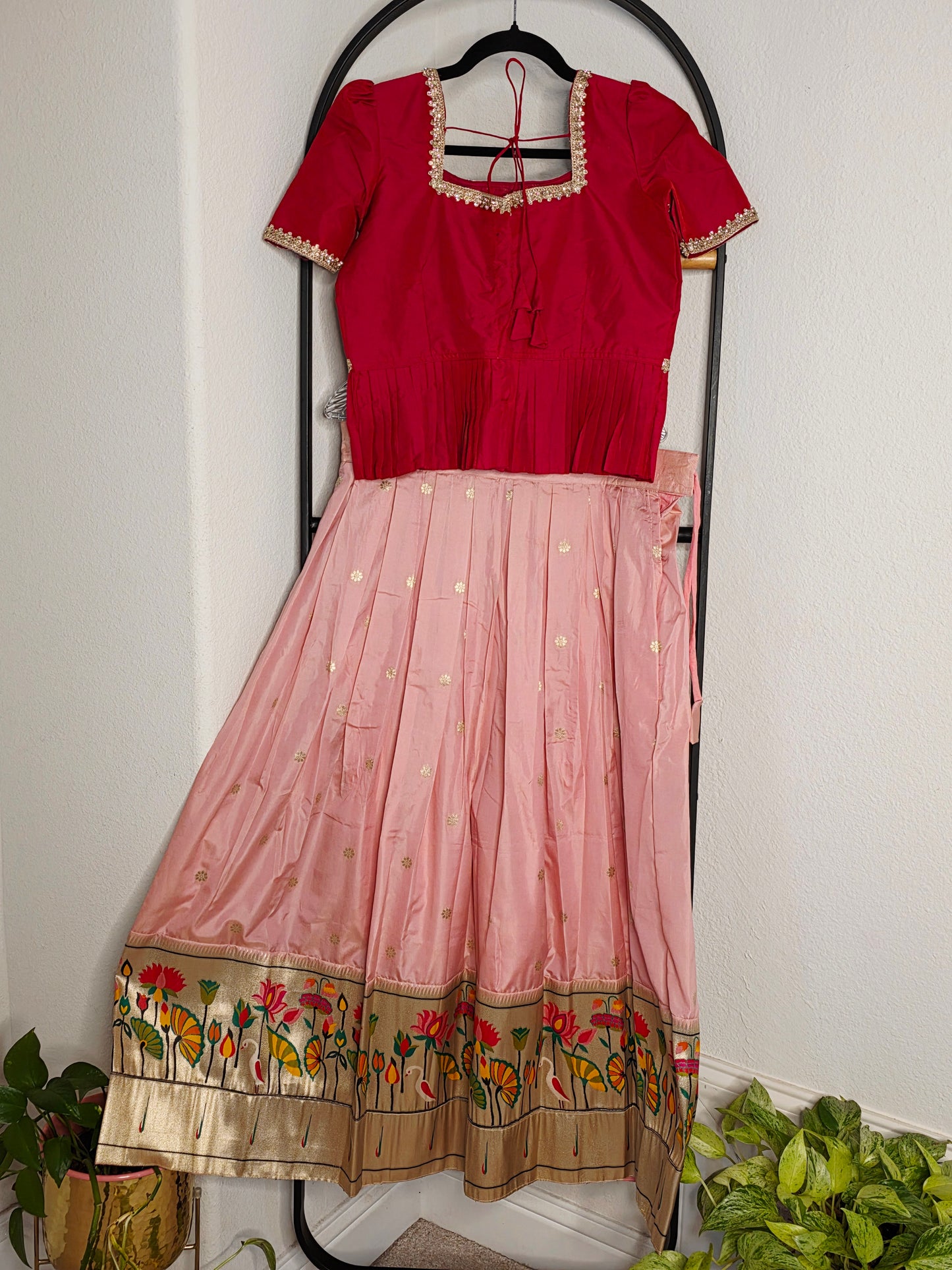 Paithani Style Soft Benarasi Lehenga Set for Girls (12–13 Years)