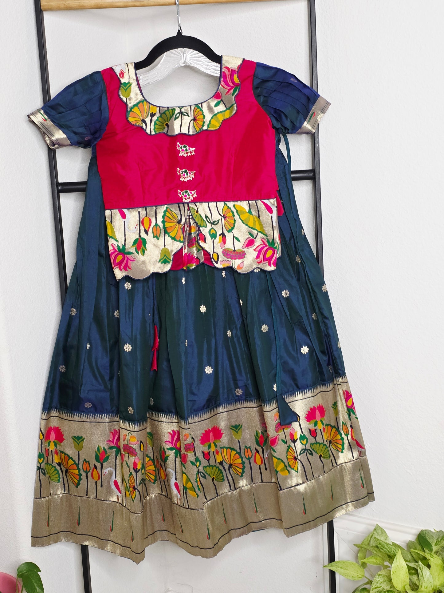 Paithani Style Soft Benarasi Lehenga Set for Girls (6 - 7Years)