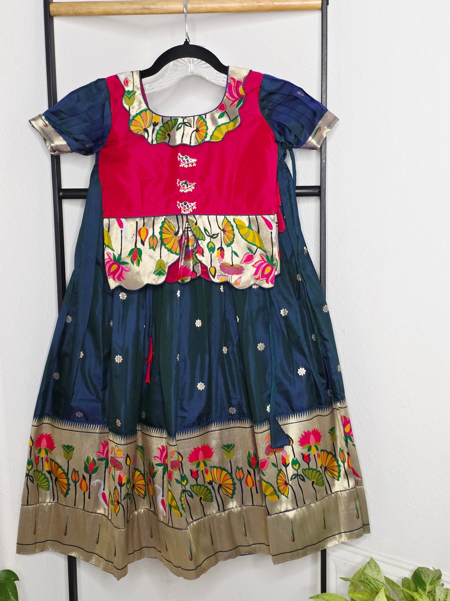 Paithani Style Soft Benarasi Lehenga Set for Girls (6 - 7Years)