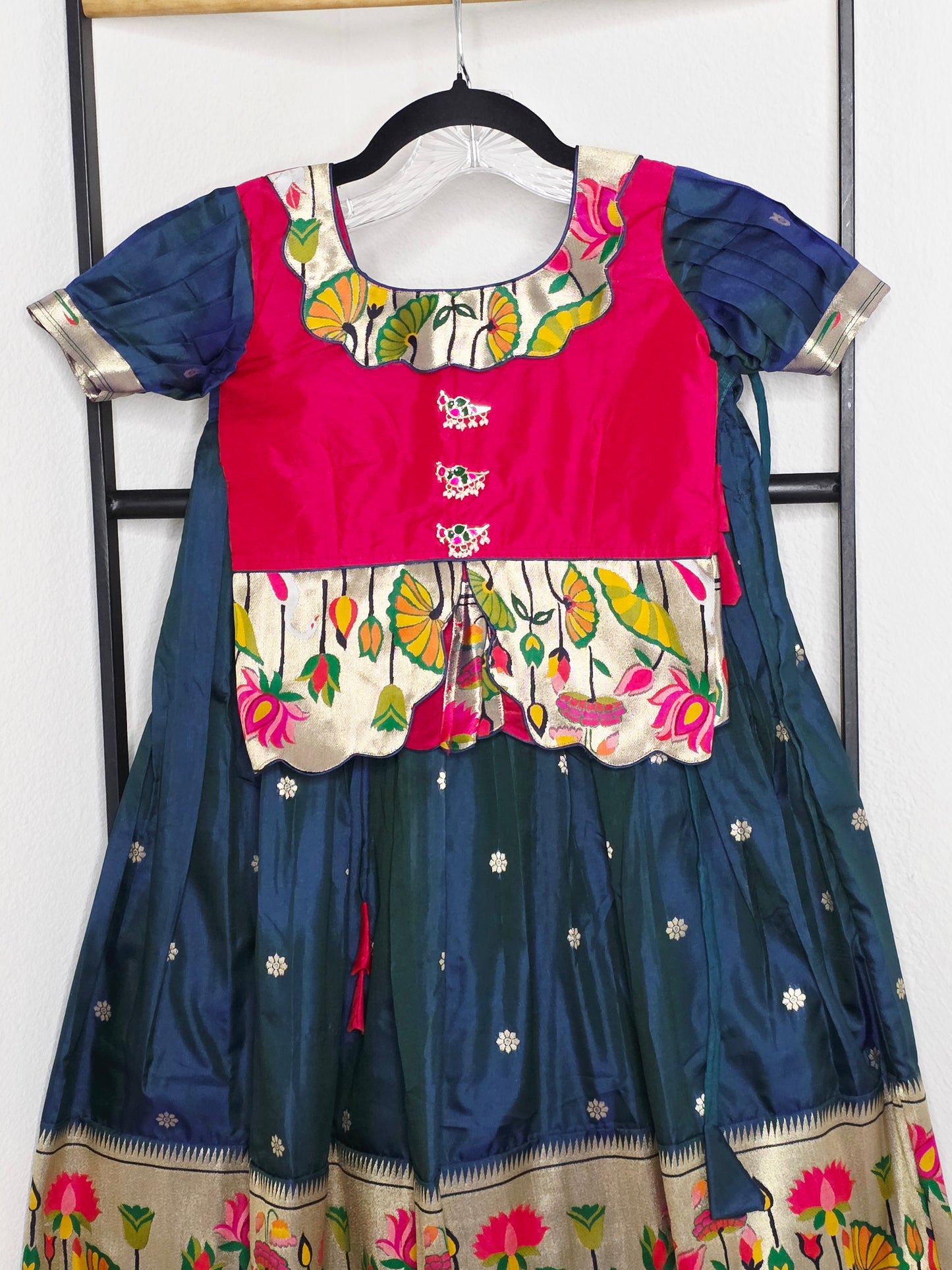 Paithani Style Soft Benarasi Lehenga Set for Girls (6 - 7Years)