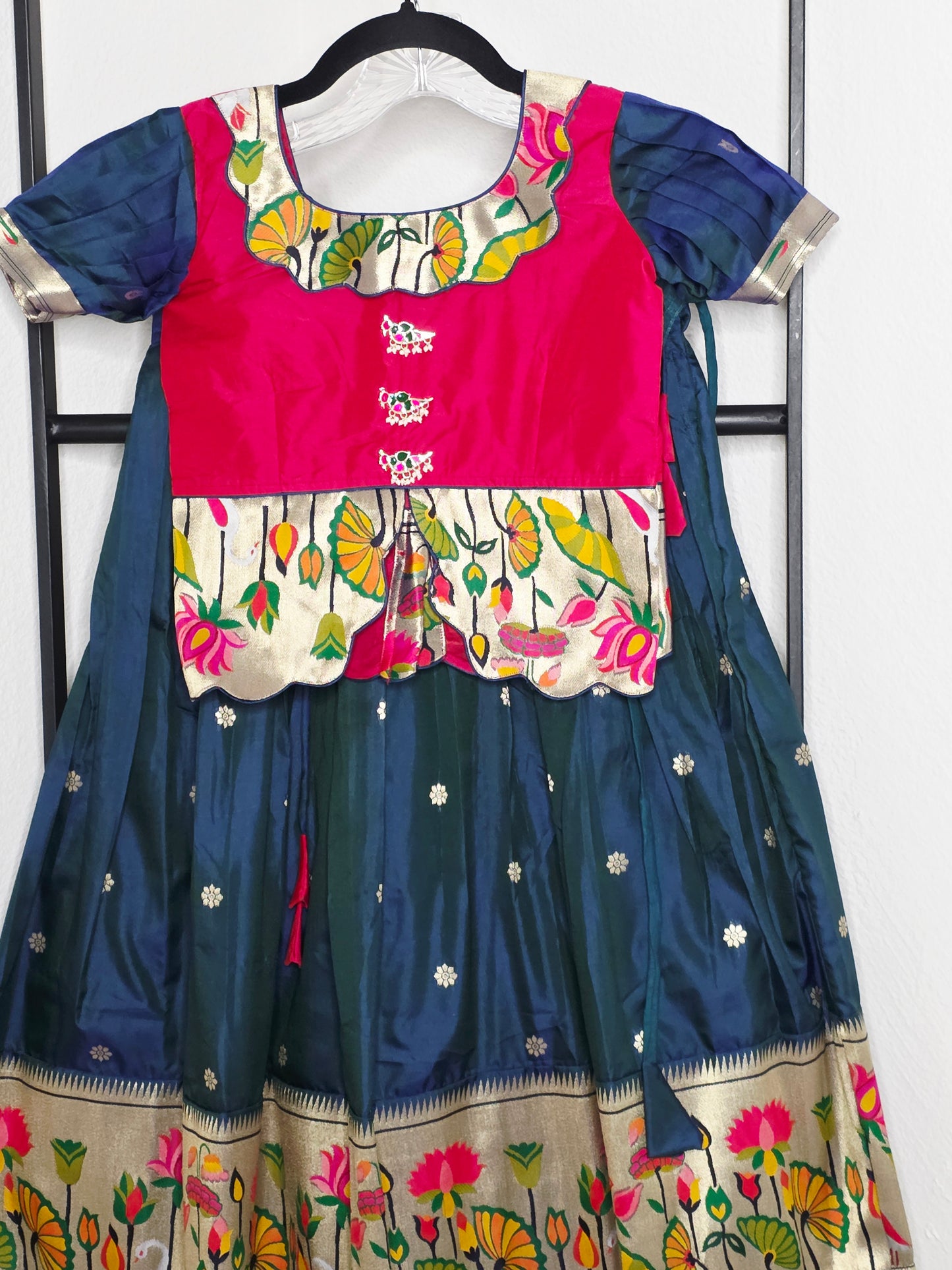 Paithani Style Soft Benarasi Lehenga Set for Girls (6 - 7Years)