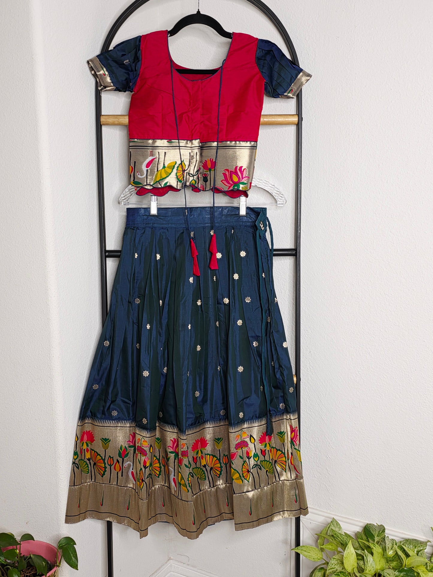 Paithani Style Soft Benarasi Lehenga Set for Girls (6 - 7Years)