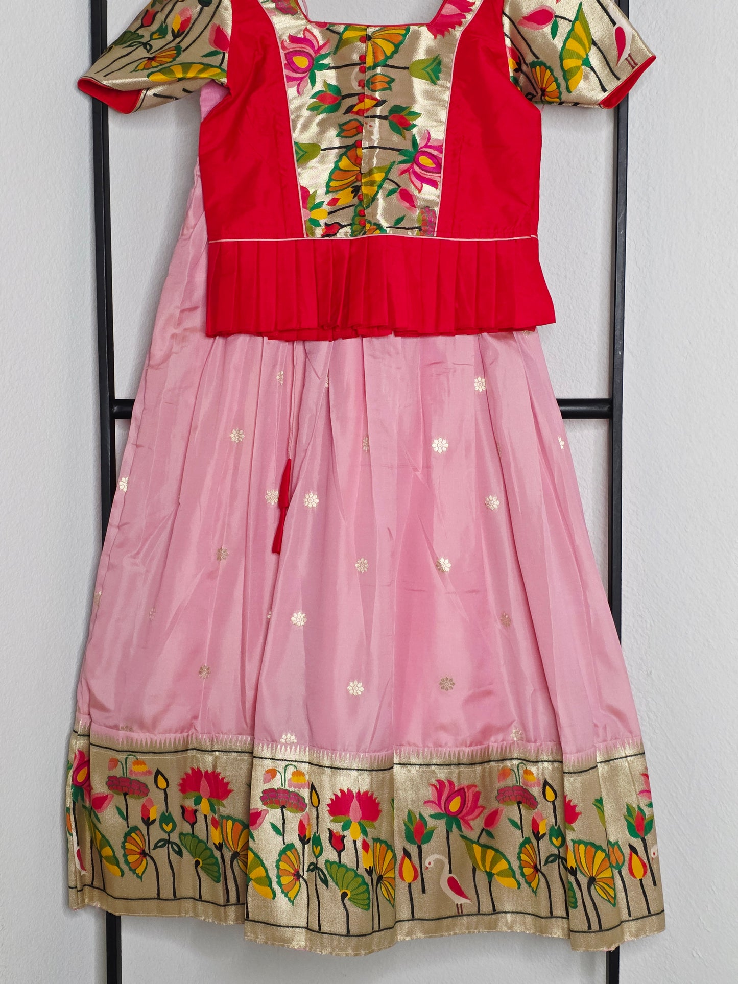 Paithani Style Soft Benarasi Lehenga Set for Girls (4 - 5Years)