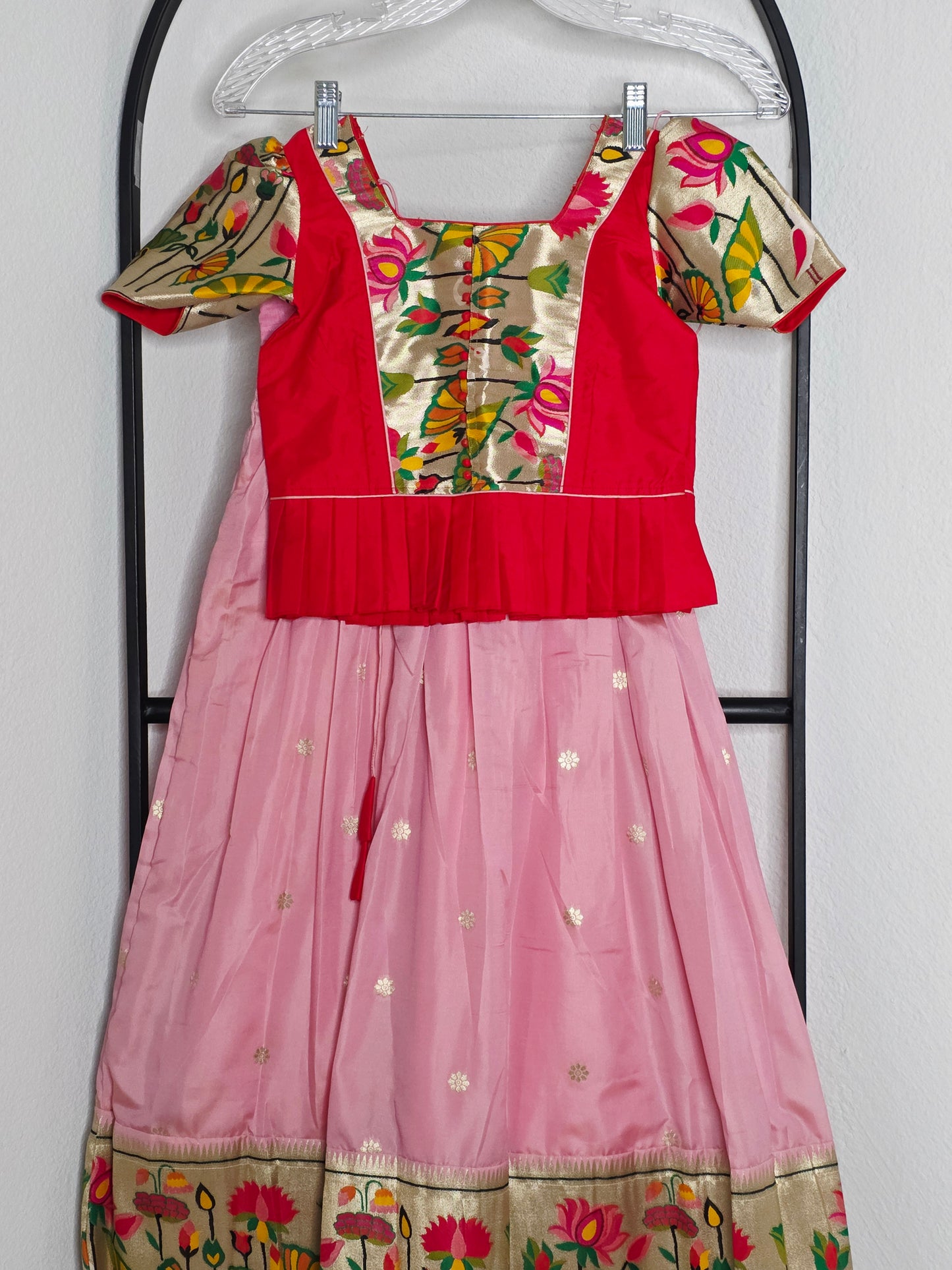 Paithani Style Soft Benarasi Lehenga Set for Girls (4 - 5Years)