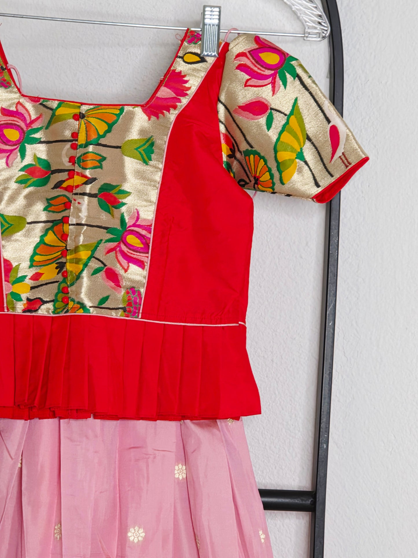 Paithani Style Soft Benarasi Lehenga Set for Girls (4 - 5Years)