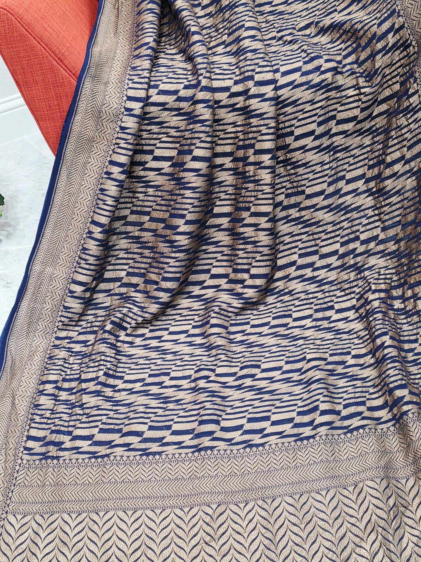 Geometric Design Woven Pure Khaddi Georgette Saree