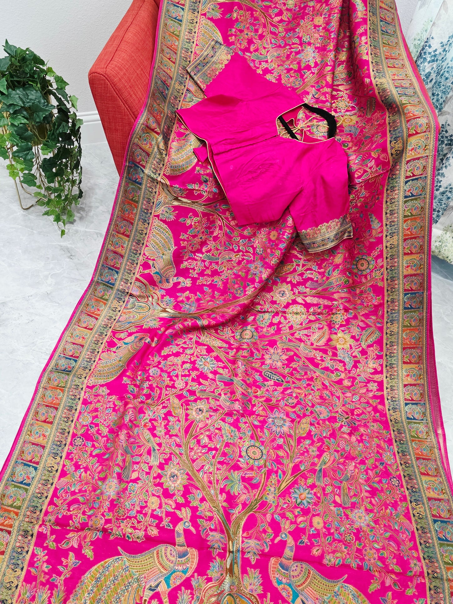 Kashmiri Emporium Design Soft Silk Banarasi Saree with Stitched Blouse