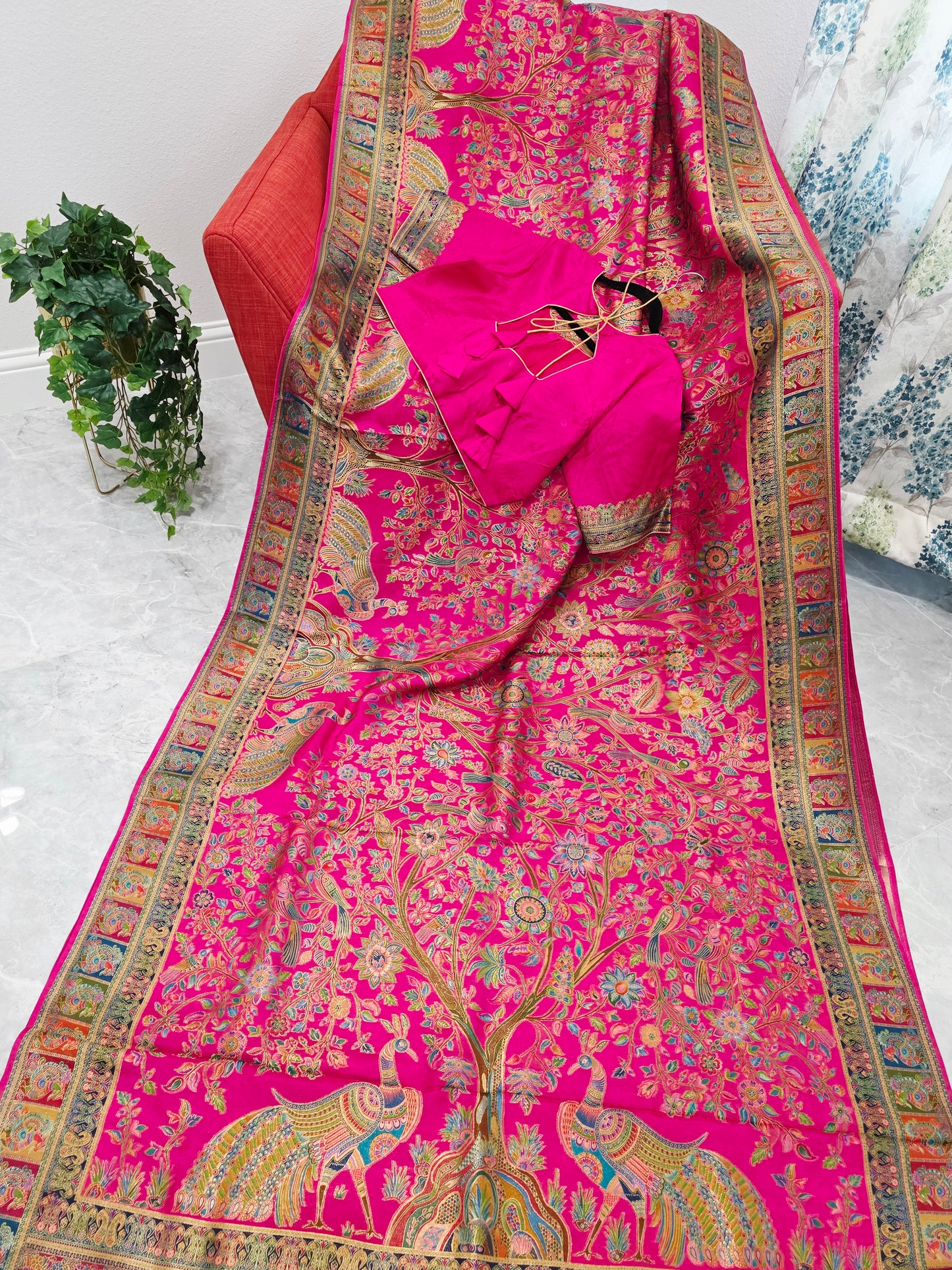 Kashmiri Emporium Design Soft Silk Banarasi Saree with Stitched Blouse