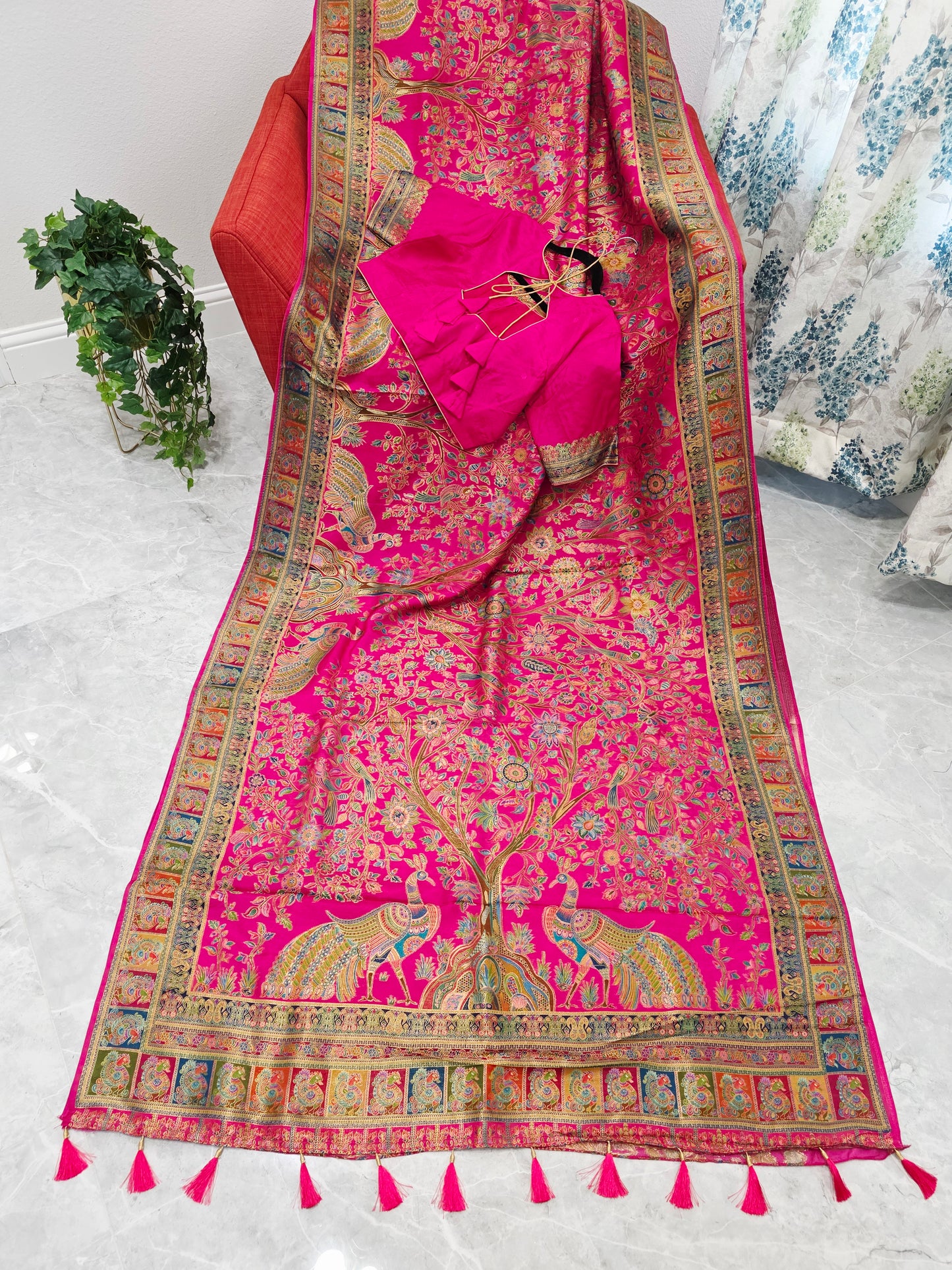 Kashmiri Emporium Design Soft Silk Banarasi Saree with Stitched Blouse