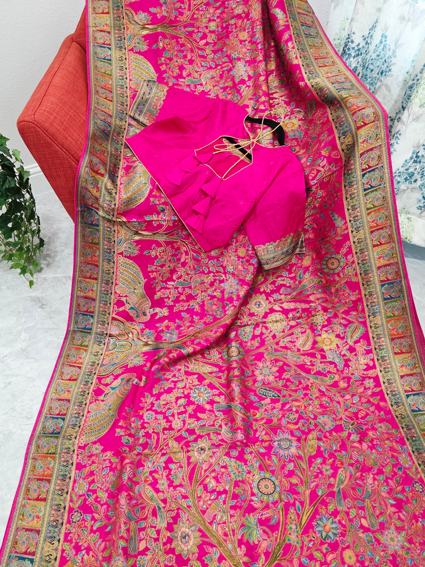 Kashmiri Emporium Design Soft Silk Banarasi Saree with Stitched Blouse