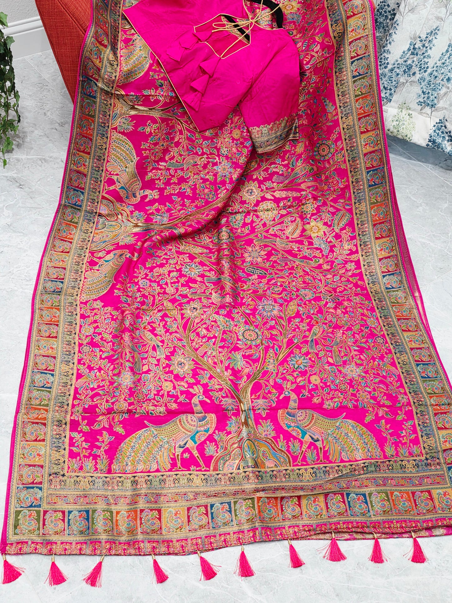 Kashmiri Emporium Design Soft Silk Banarasi Saree with Stitched Blouse