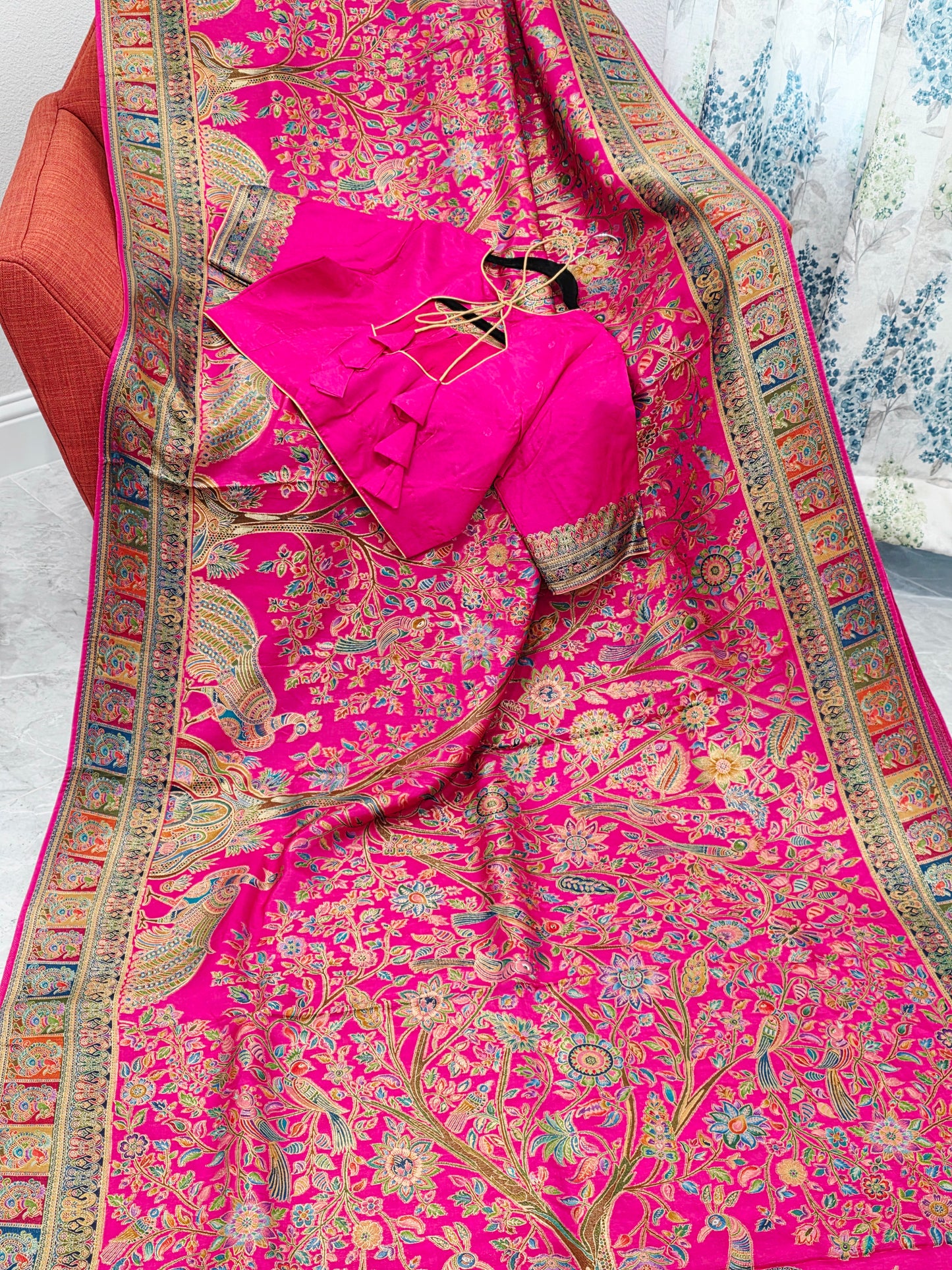 Kashmiri Emporium Design Soft Silk Banarasi Saree with Stitched Blouse