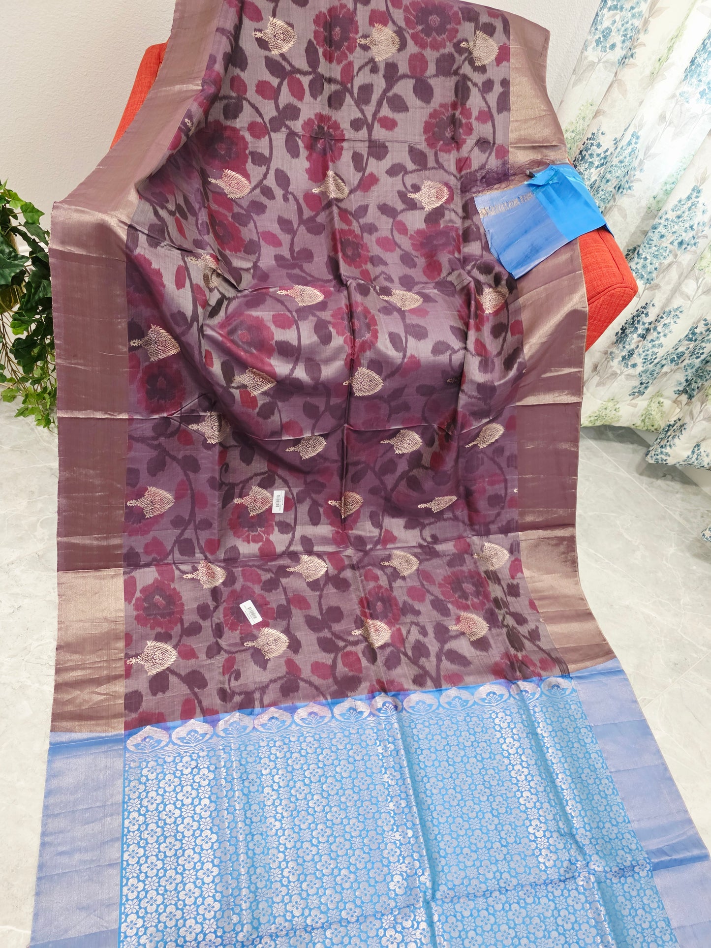 Wine Purple Semi Kanchi Soft Silk Pochampally Print Saree