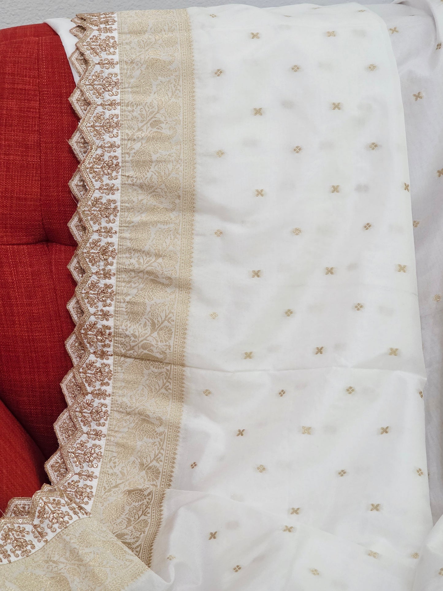 Munga Benarasi Embroidered Dupatta with Cutwork Border