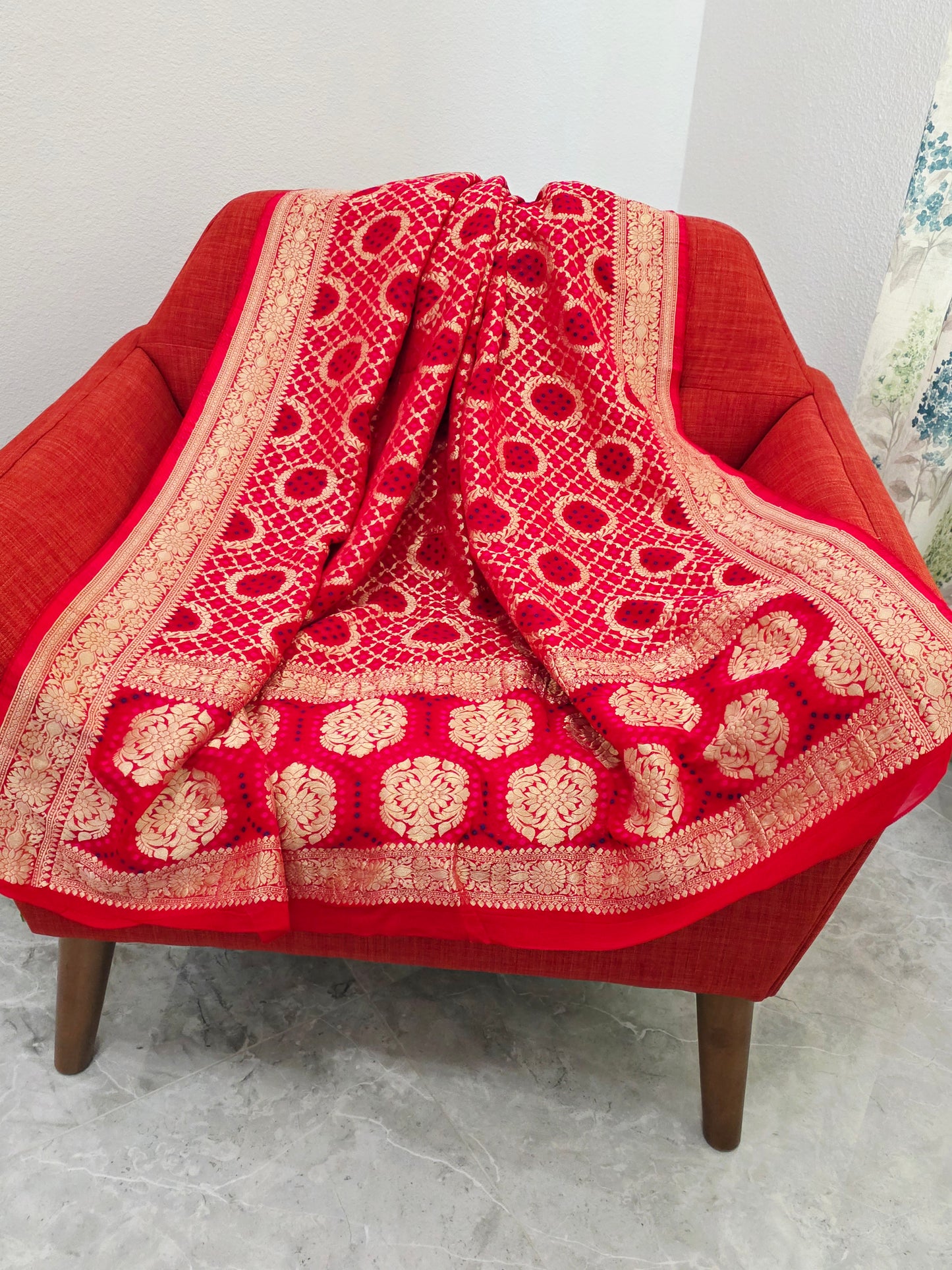 Red Bhandini Georgette Designer Dupatta for Lehenga & Dress Wear
