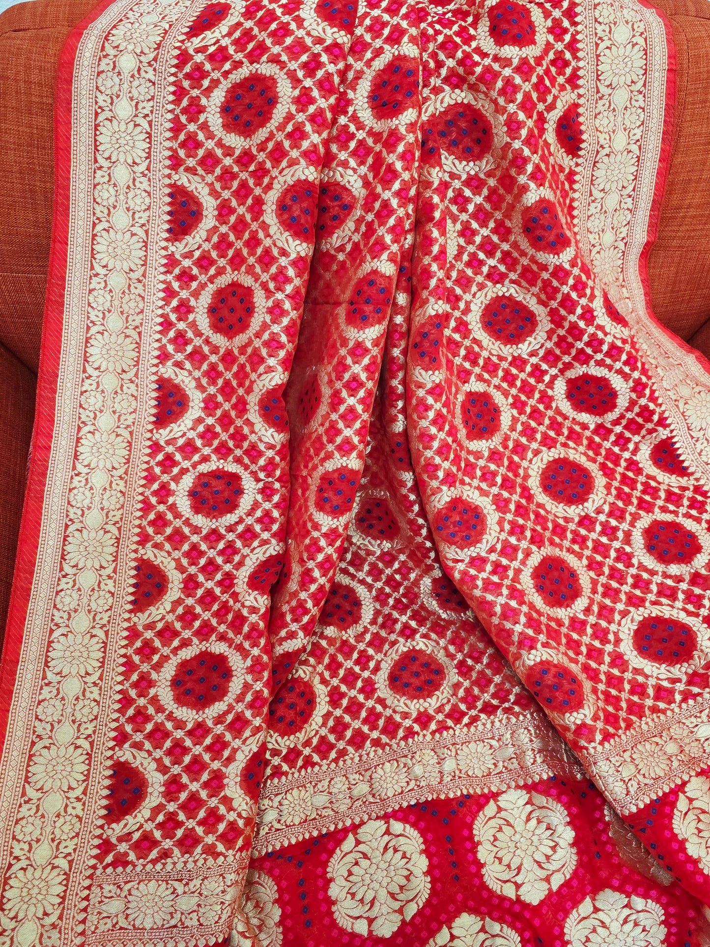 Red Bhandini Georgette Designer Dupatta for Lehenga & Dress Wear