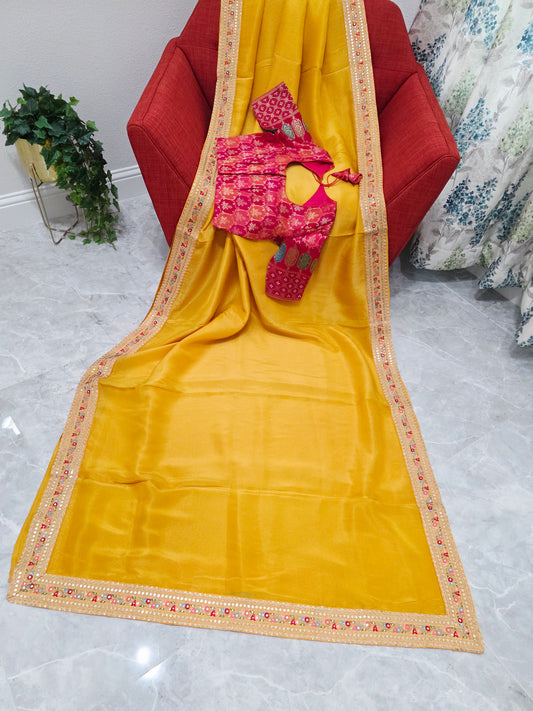 Designer Pure Soft Organza Tissue Saree - Sabyasachi Rangkart Blouse
