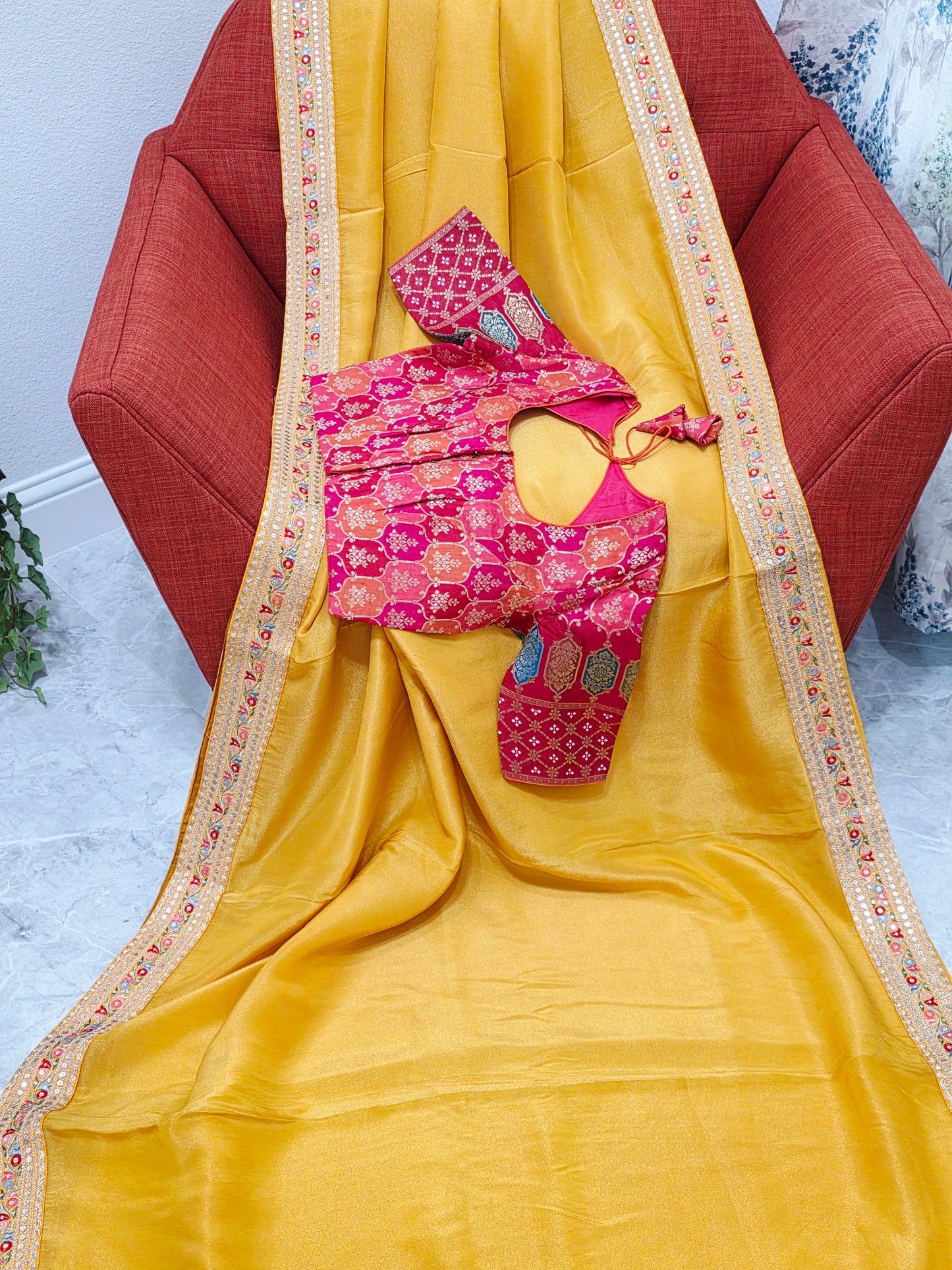 Designer Pure Soft Organza Tissue Saree - Sabyasachi Rangkart Blouse