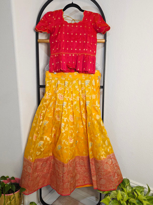 Organza Meenakari Lehenga Set for Girls (9–10 Years)