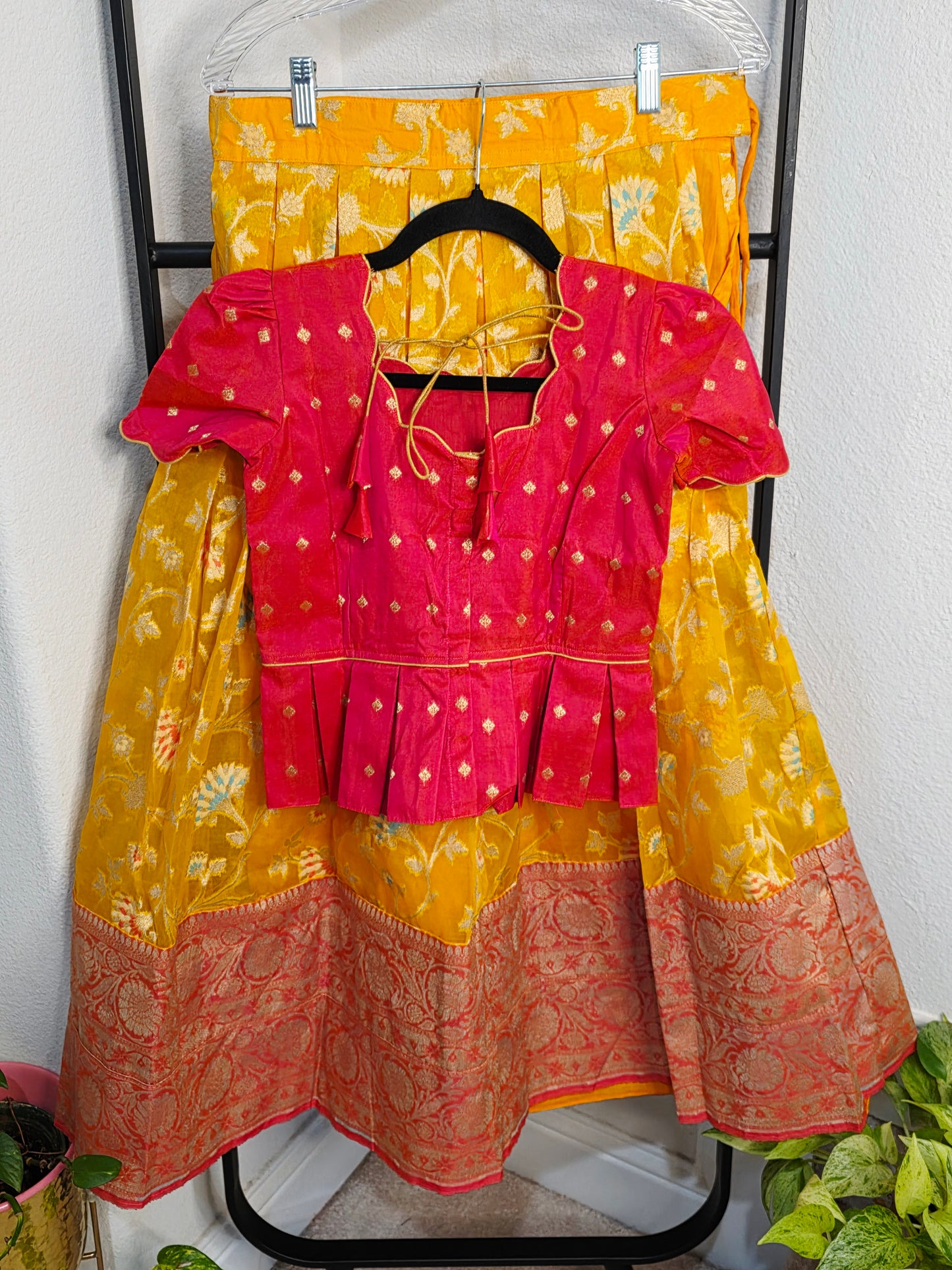 Organza Meenakari Lehenga Set for Girls (9–10 Years)