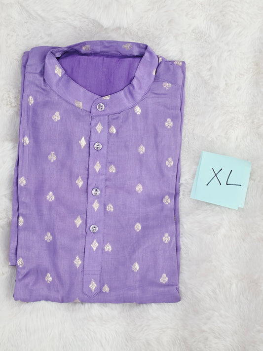 Men’s Lavender Crepe Silk Kurta – Size XL