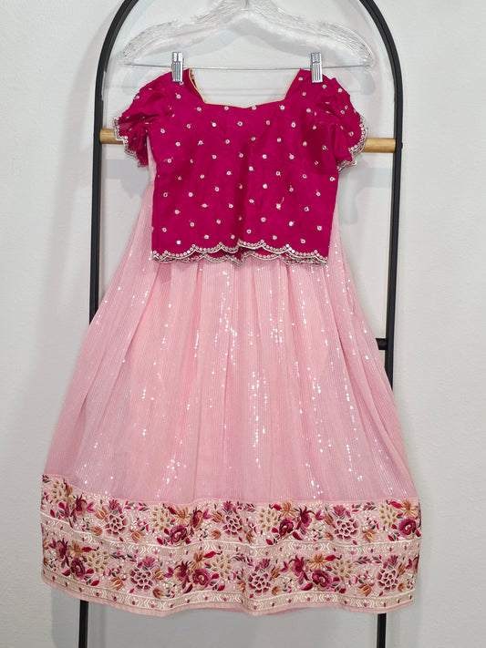 Soft Georgette Sequins Lehenga Set for Girls (3–4 Years)