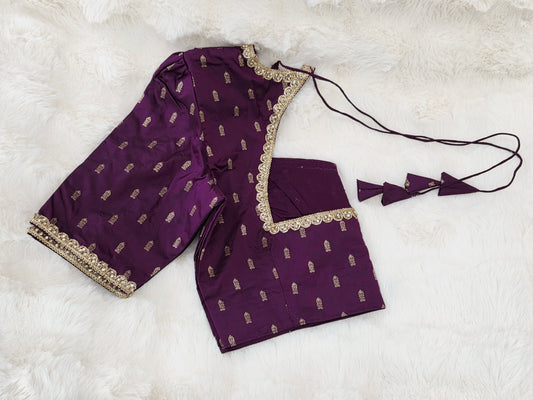 Royal Aubergine Benarasi Stitched Blouse