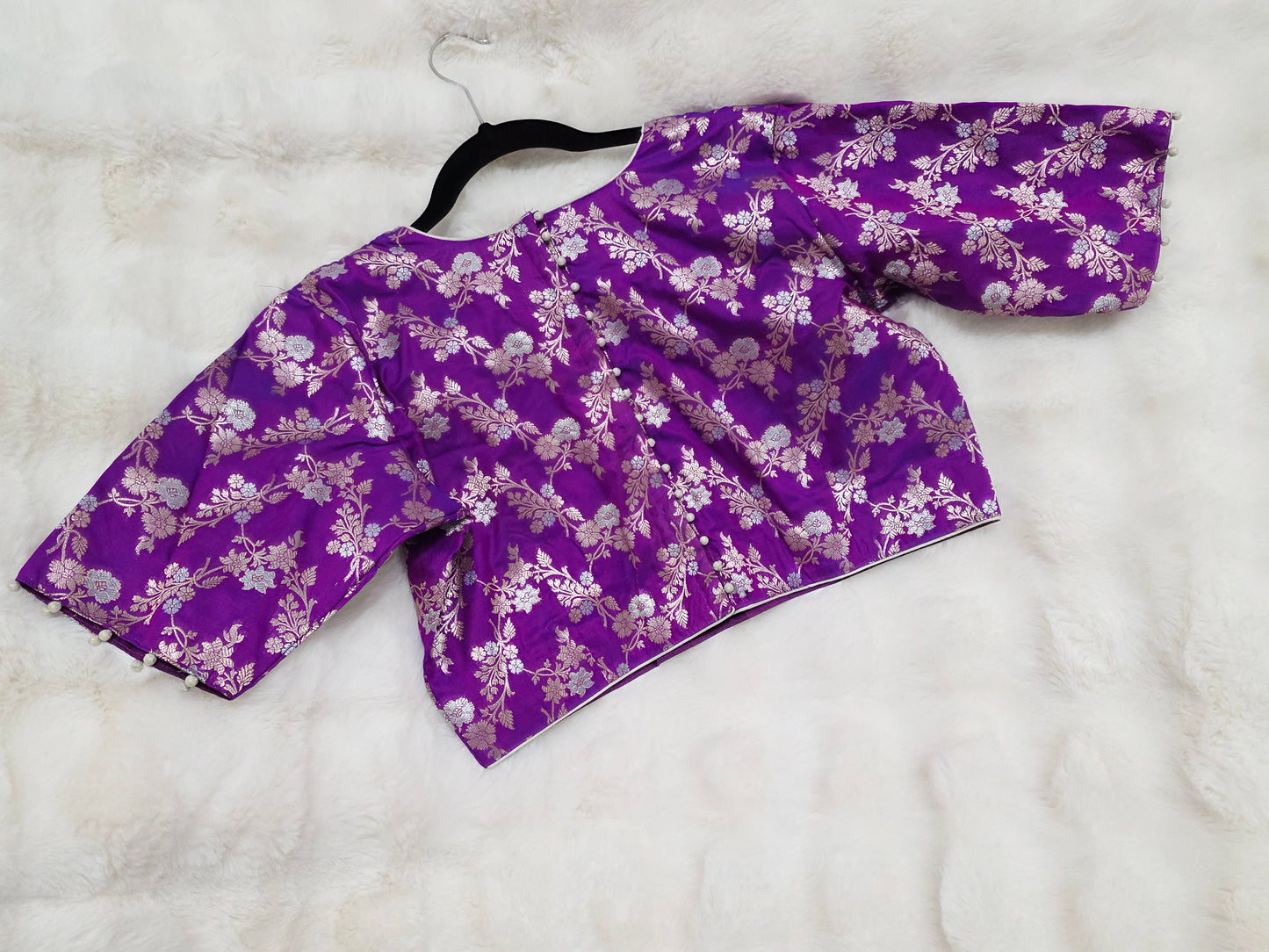 Royal Amethyst Purple Banarasi Silk Stitched Blouse Ready Wear