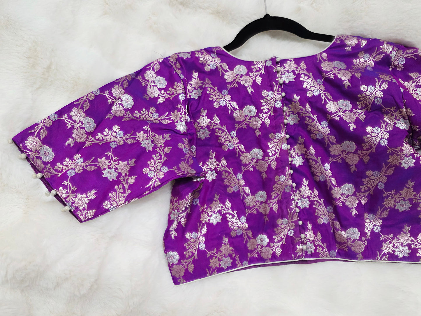 Royal Amethyst Purple Banarasi Silk Stitched Blouse Ready Wear