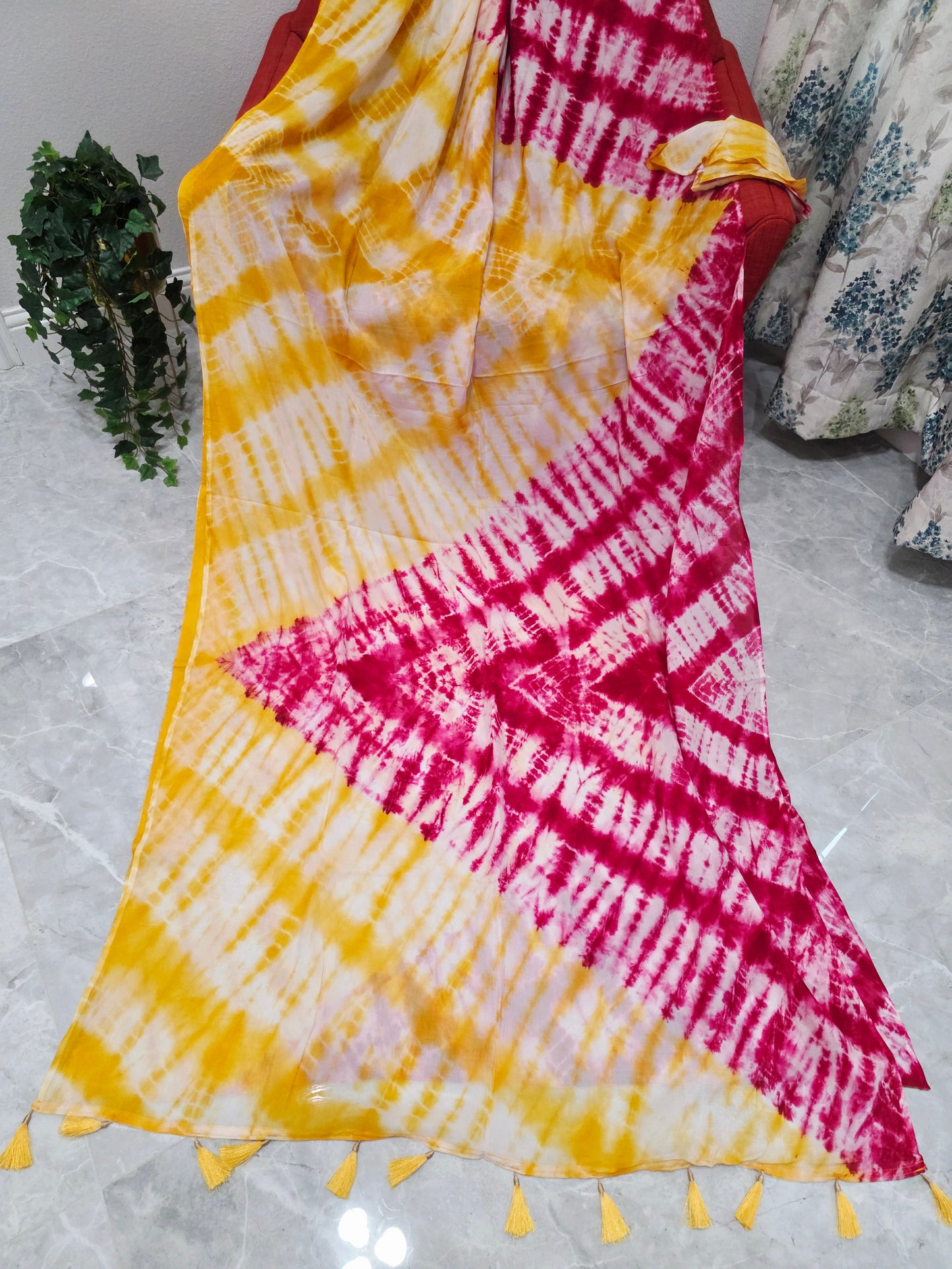 Tie & Dye Shibori Soft Mul Chanderi Silk Cotton Saree with Blouse – Elegant Ethnic & Festive Wear