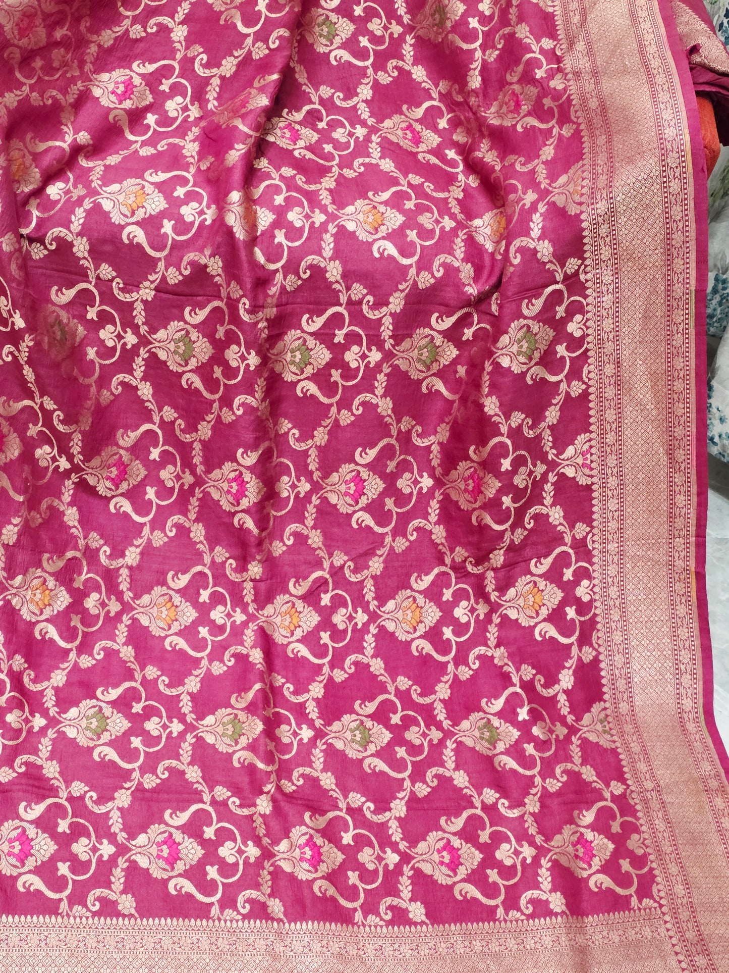 Imperial Wine Berry Pure Tussar Georgette Saree with Gold Zari