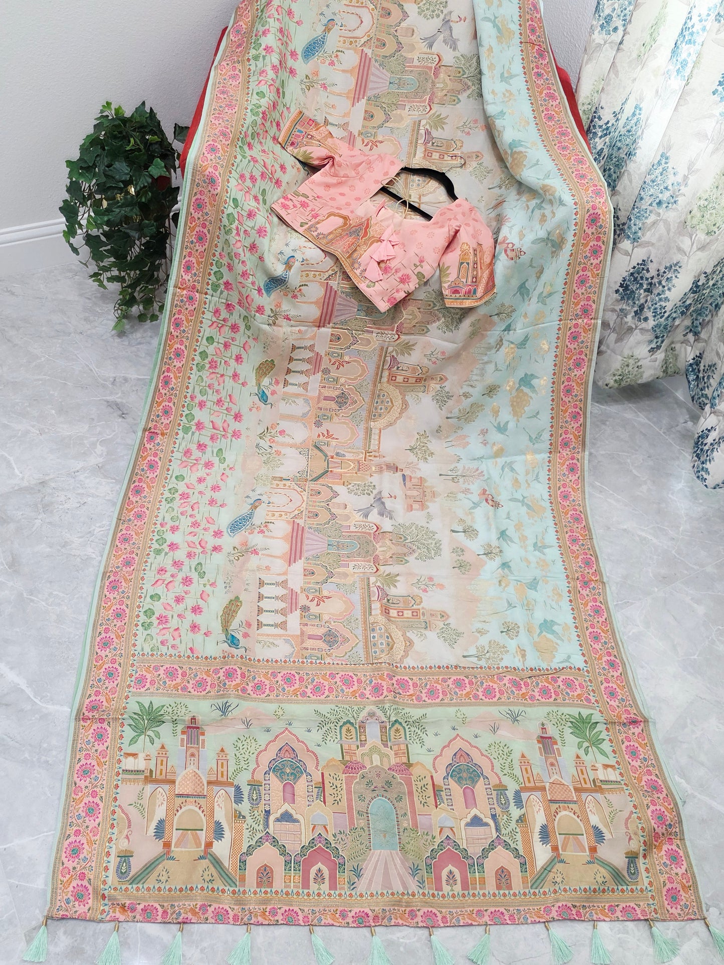 Kashmiri Emporium Pashmina Inspired Designer Banarasi Silk Saree - Blouse